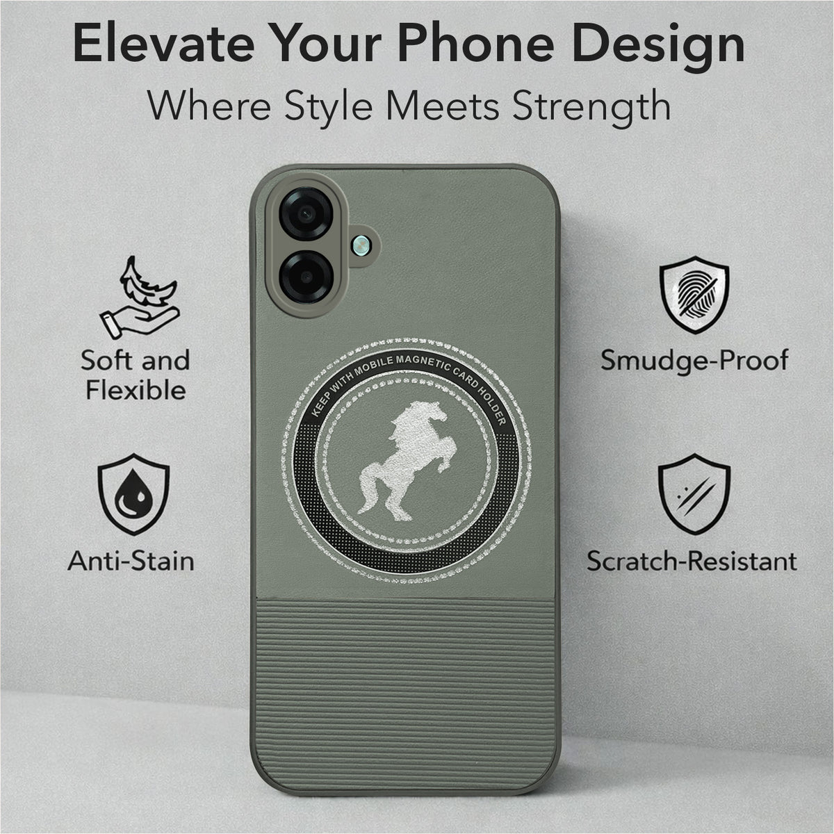 For Samsung Galaxy A07 5G | F70e 5G Back Cover Case PU Leather Finish (Professional Minimalist Texture | MagSafe Compatile | Camera Protection | Sleek Sober Formal)