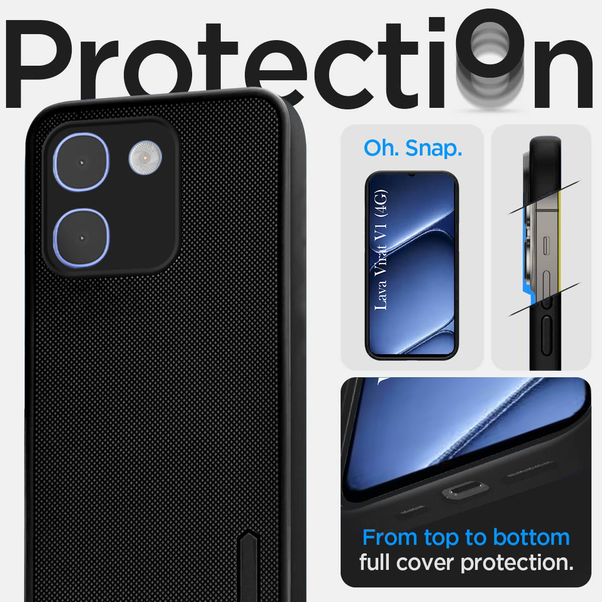 For Lava Virat V1 4G Back Cover Case Rubberised (Textured Grip Design| Micro-Fiber Cloth Inside | Slim and Light Weight | Soft Touch and Feel)
