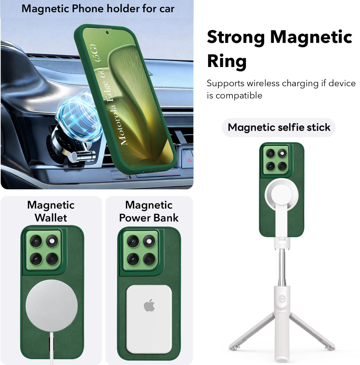 For Motorola Moto Edge 60 Back Cover Case Leather Finish (MagSafe Compatible Wireless Charging | Soft Touch | Camera Bump Protection)