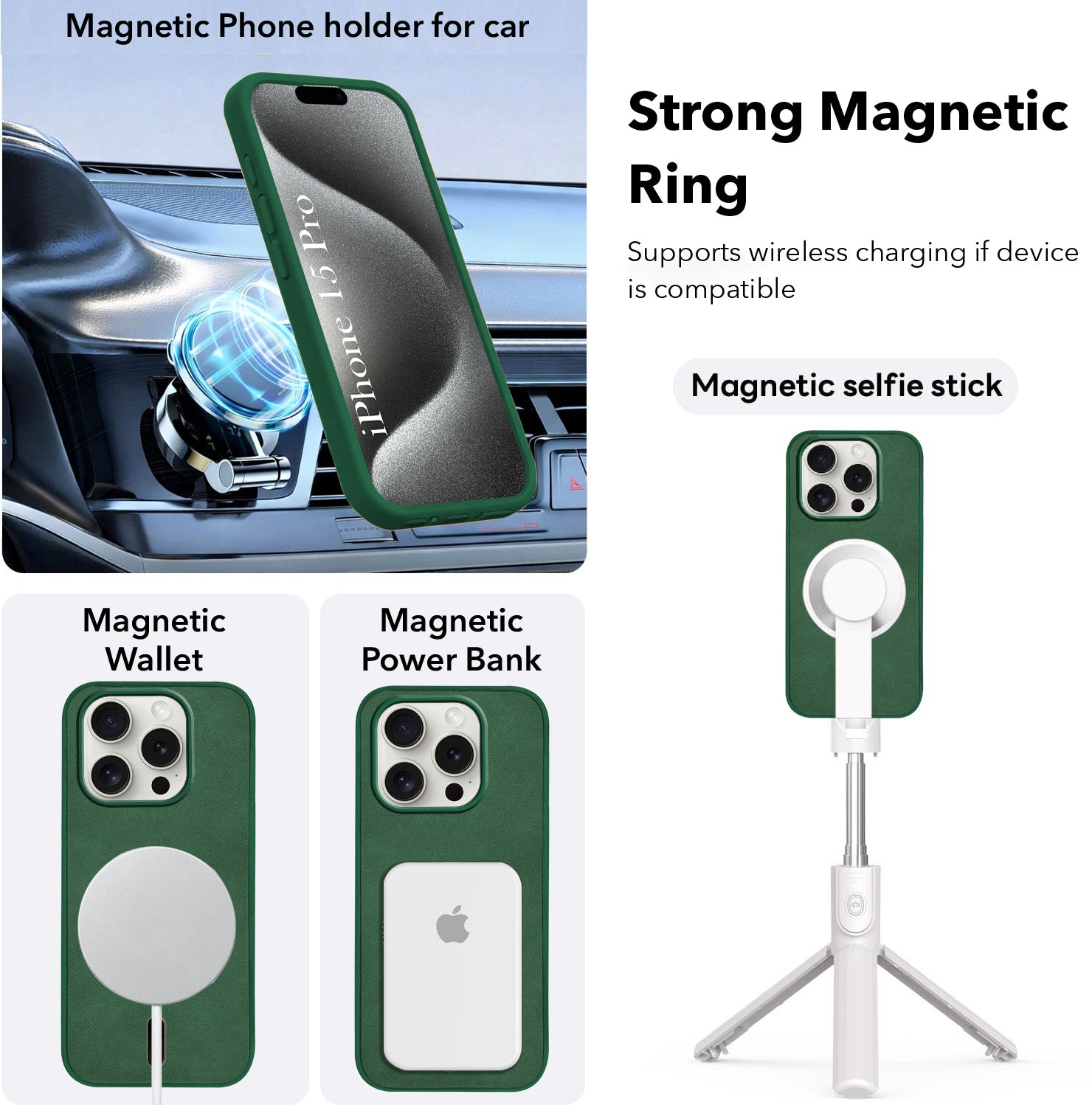 For Apple iPhone 15 Pro Back Cover Case Leather Finish (MagSafe Compatible Wireless Charging | Soft Touch | Camera Bump Protection)
