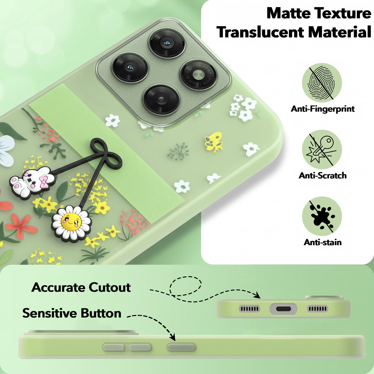 For Motorola Moto G77 Power Back Cover Case (3D Cute Cartoons | Hard Back Side Soft | Matte Premium Finish | HD Printing)