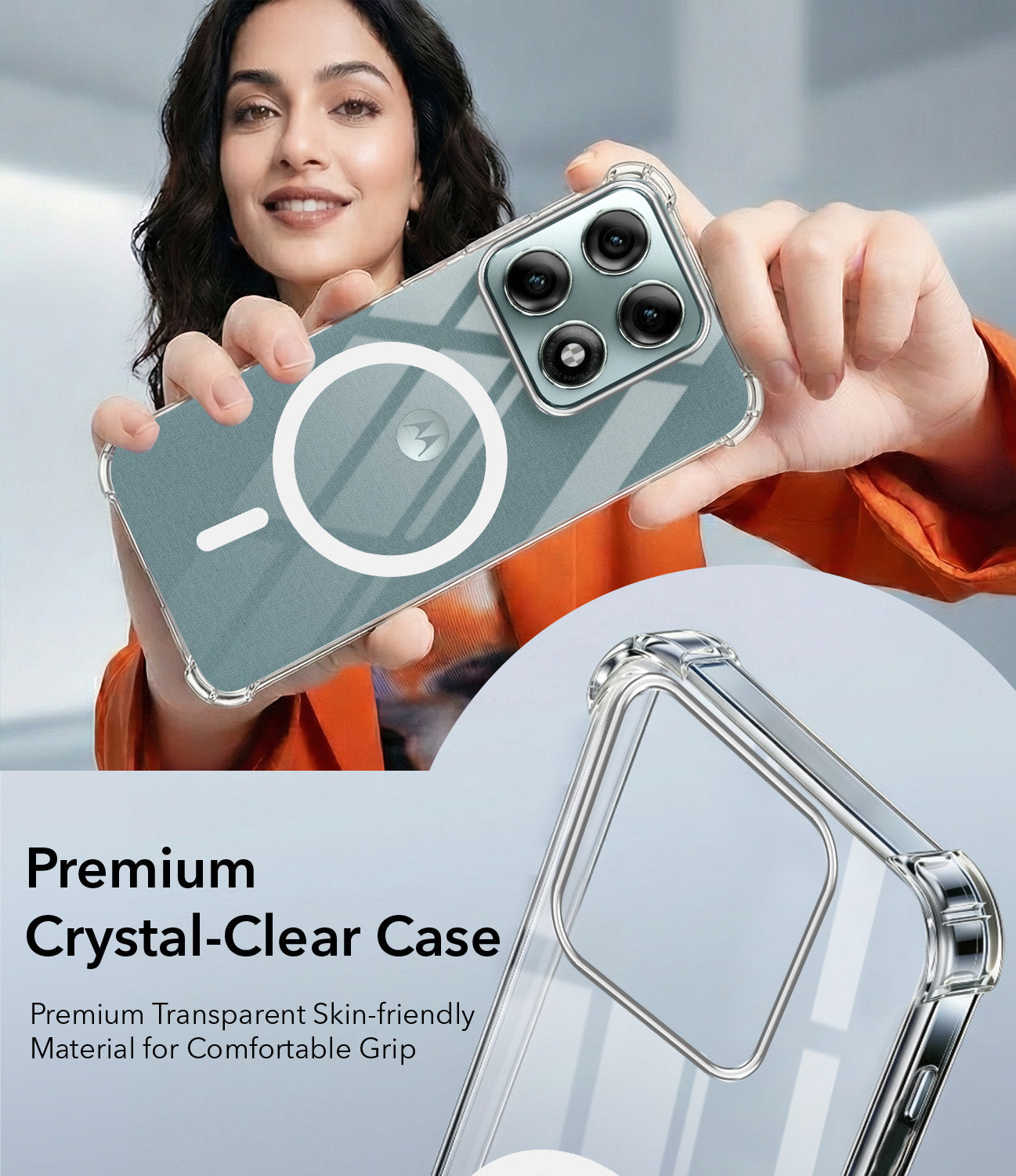 For Motorola Moto Edge 70 Pro Plus 5G Back Cover Shockproof Crystal-Clear (Magsafe Wireless Support | Drop & Camera Protection | Hard Polycarbonate)