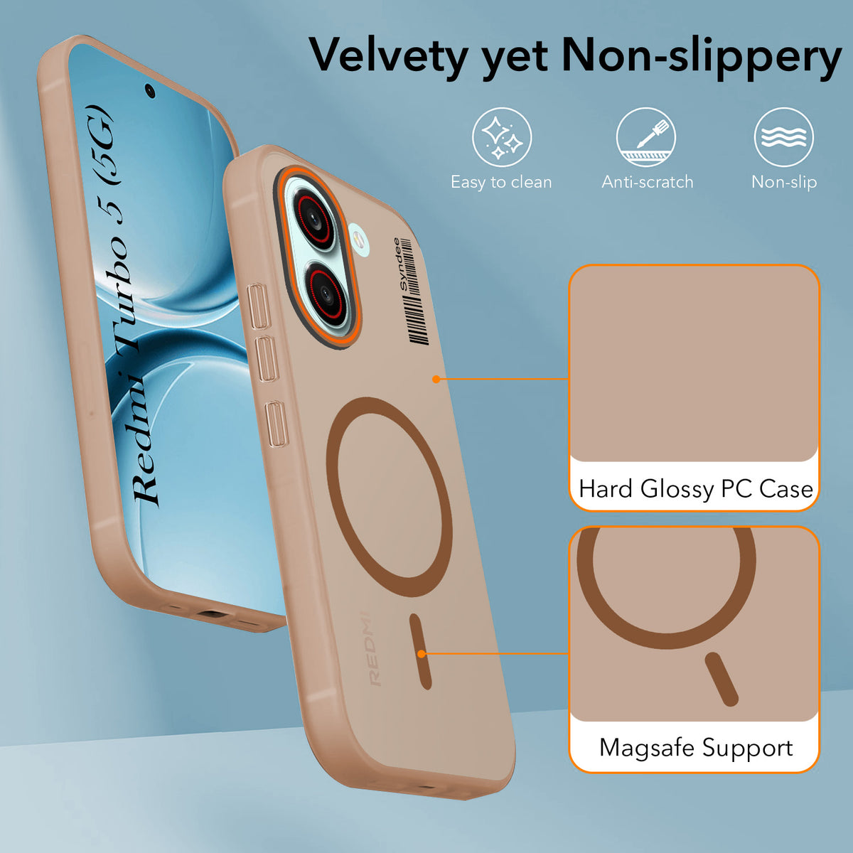 For Redmi Turbo 5 Back Cover Case (Soft Touch | Camera Bump Protection | MagSafe Compatible | Matte Finish)