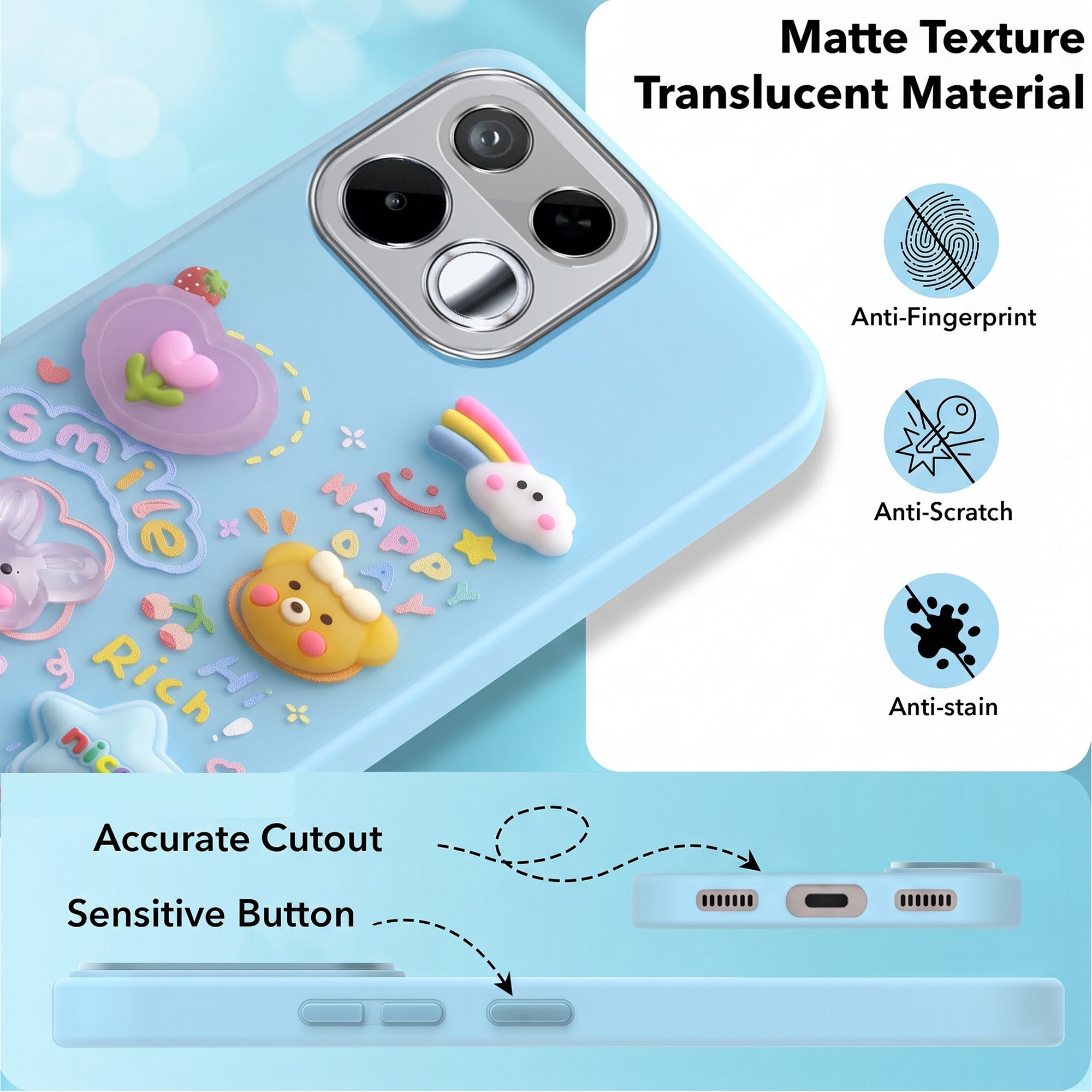 For Realme 16T 5G Back Cover Case (3D Cute Cartoons | Hard Back Side Soft | Matte Premium Finish | HD Printing)