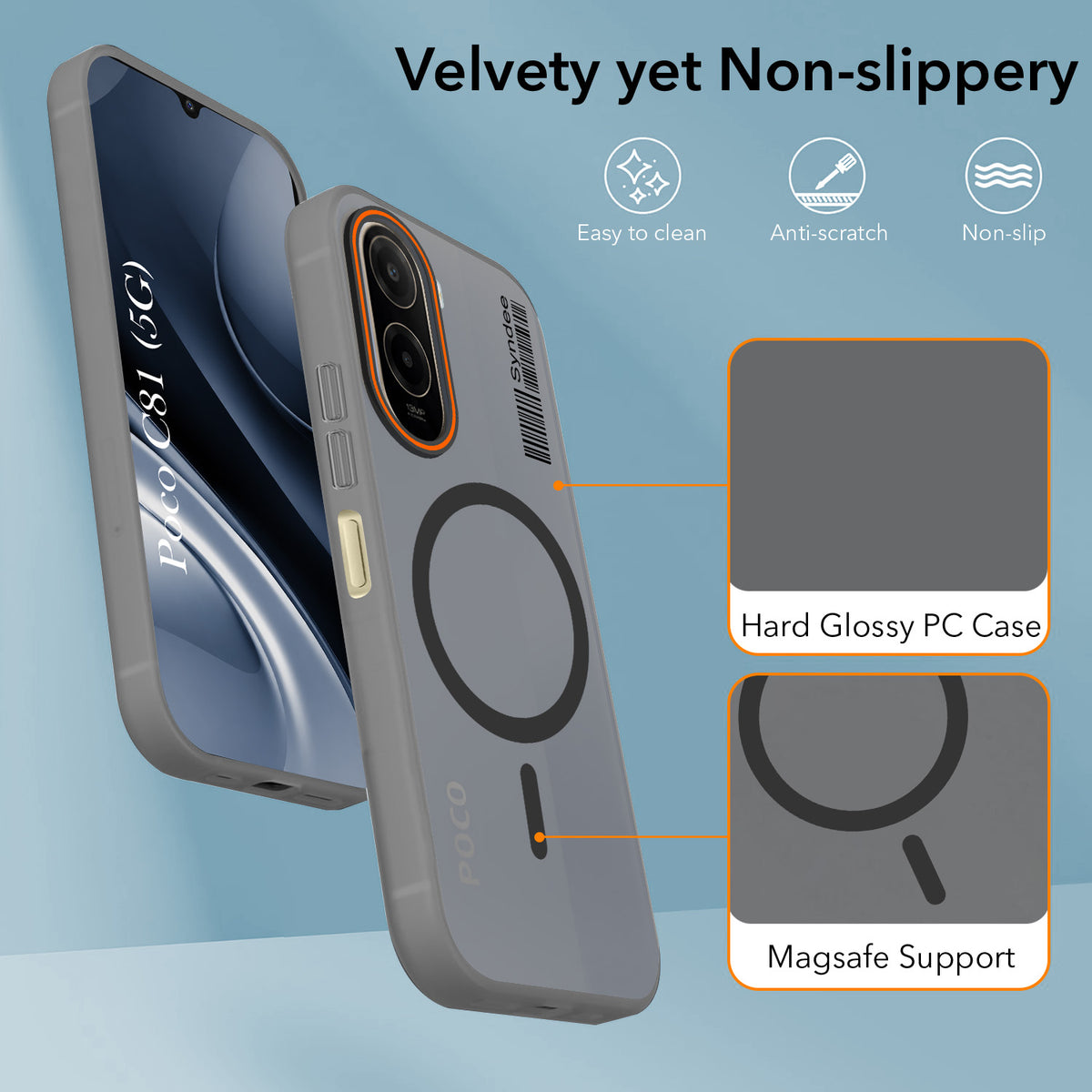 For Poco C81 5G Back Cover Case (Soft Touch | Camera Bump Protection | MagSafe Compatible | Matte Finish)