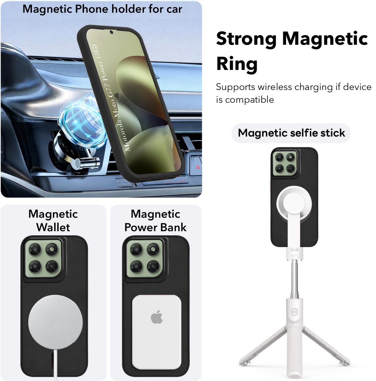For Motorola Moto G77 Power Back Cover Case Leather Finish (MagSafe Compatible Wireless Charging | Soft Touch | Camera Bump Protection)