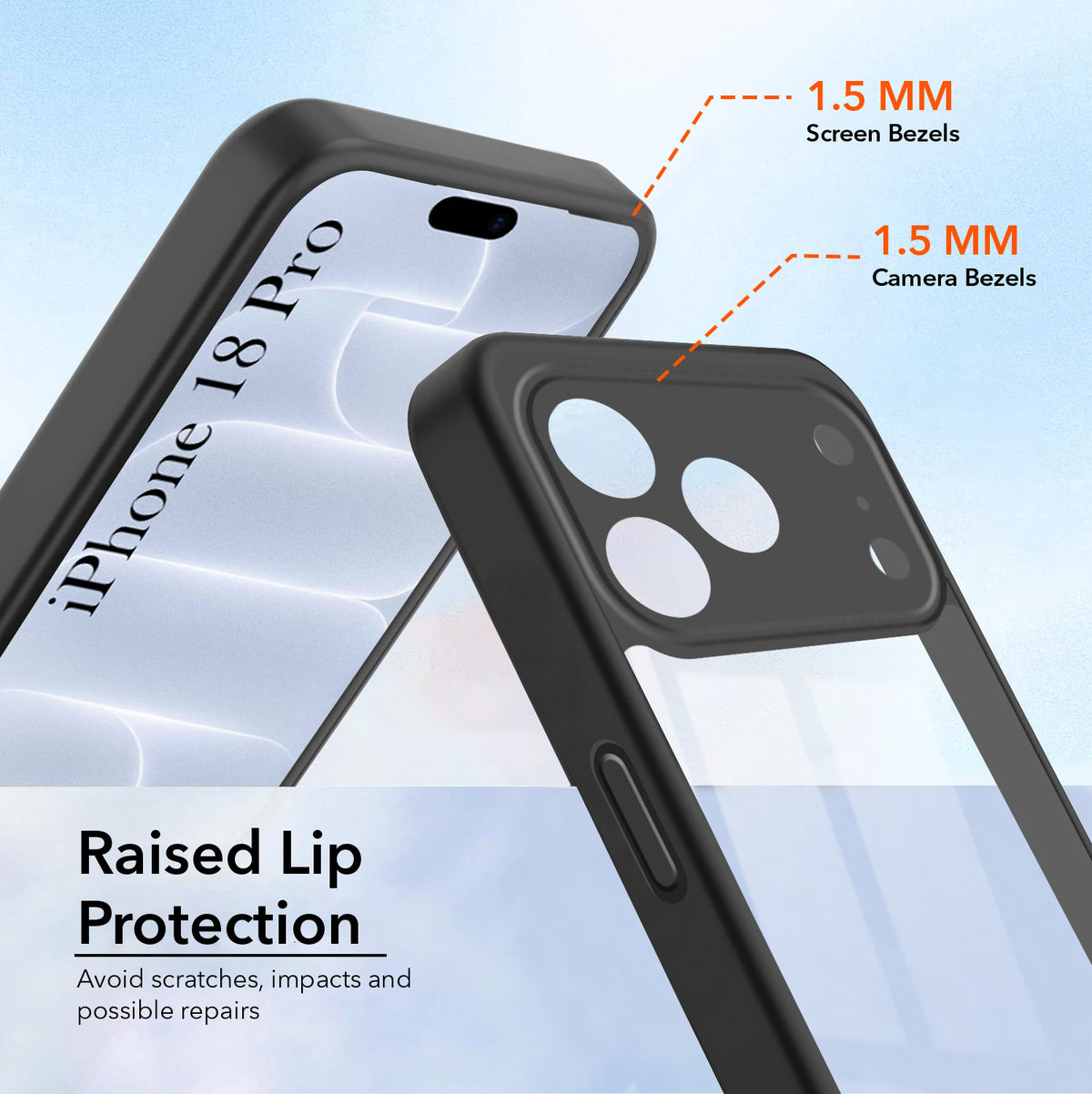 For Apple iPhone 18 Pro (Combo with Back Cover and 9H Tempered Glass (Lifetime Anti-Yellow | Crystal Clear Shockproof | Oleophobic Coating Screen Glass)