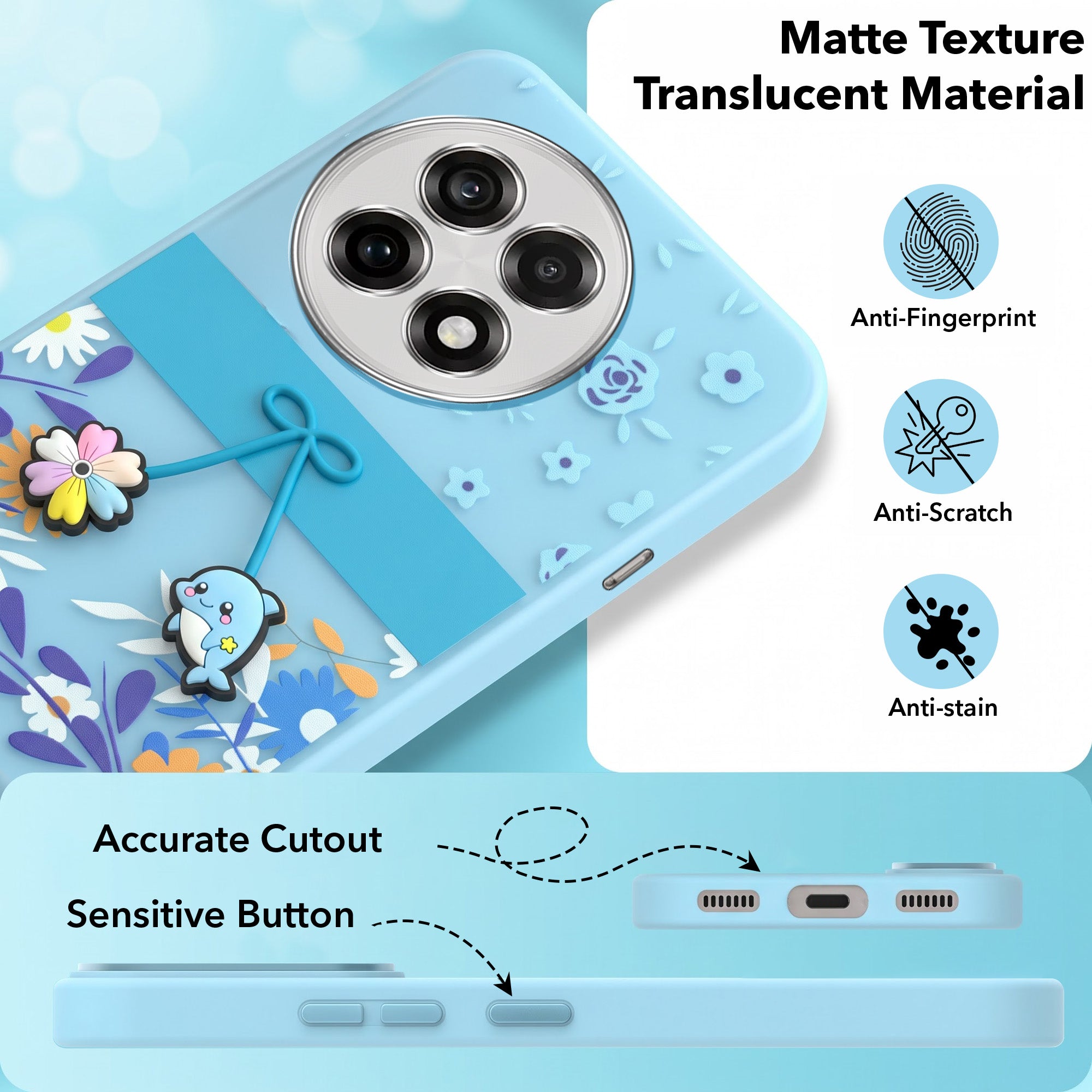 For OnePlus 13R Back Cover Case (3D Cute Cartoons | Hard Back Side Soft | Matte Premium Finish | HD Printing)