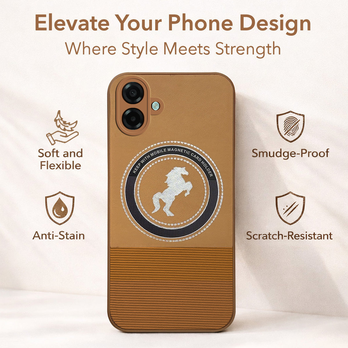 For Samsung Galaxy A07 5G | F70e 5G Back Cover Case PU Leather Finish (Professional Minimalist Texture | MagSafe Compatile | Camera Protection | Sleek Sober Formal)