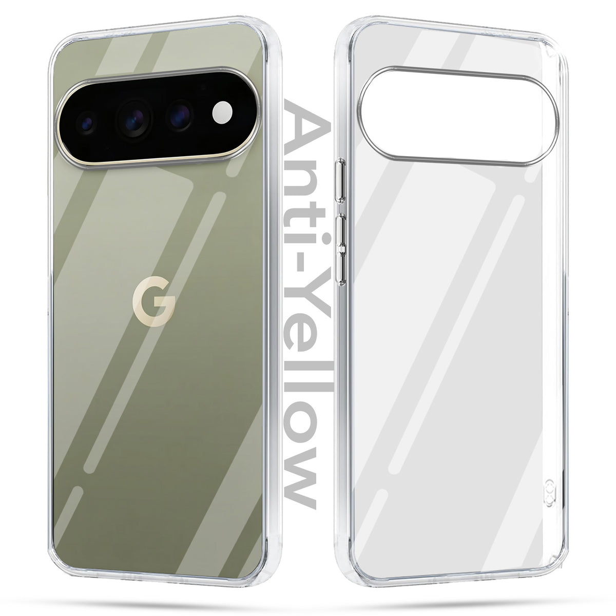 For Google Pixel 11 Combo with Back Cover and 9H Tempered Glass (Lifetime Anti-Yellow | Sleek Hard Crystal | Oleophobic Coating Screen Glass)