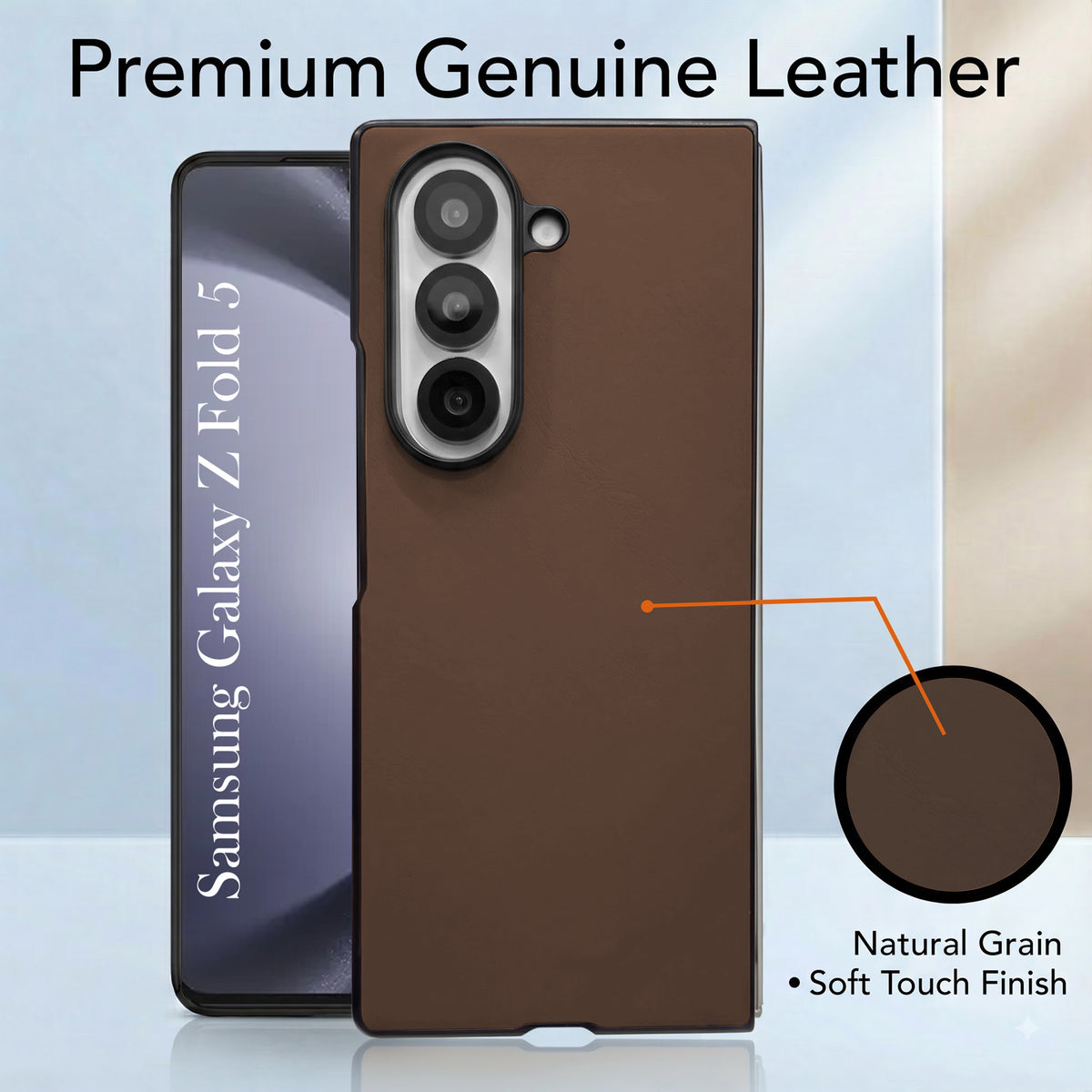 For Samsung Galaxy Z Fold 5 Premium Cover Case (Soft Leather Touch | Interior Protective Cloth | Slim 360* Protection)