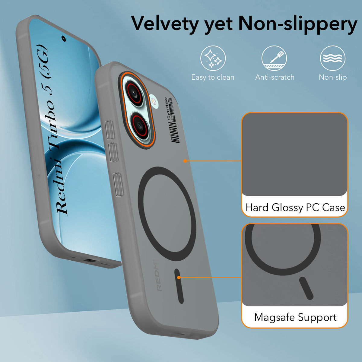 For Redmi Turbo 5 Back Cover Case (Soft Touch | Camera Bump Protection | MagSafe Compatible | Matte Finish)