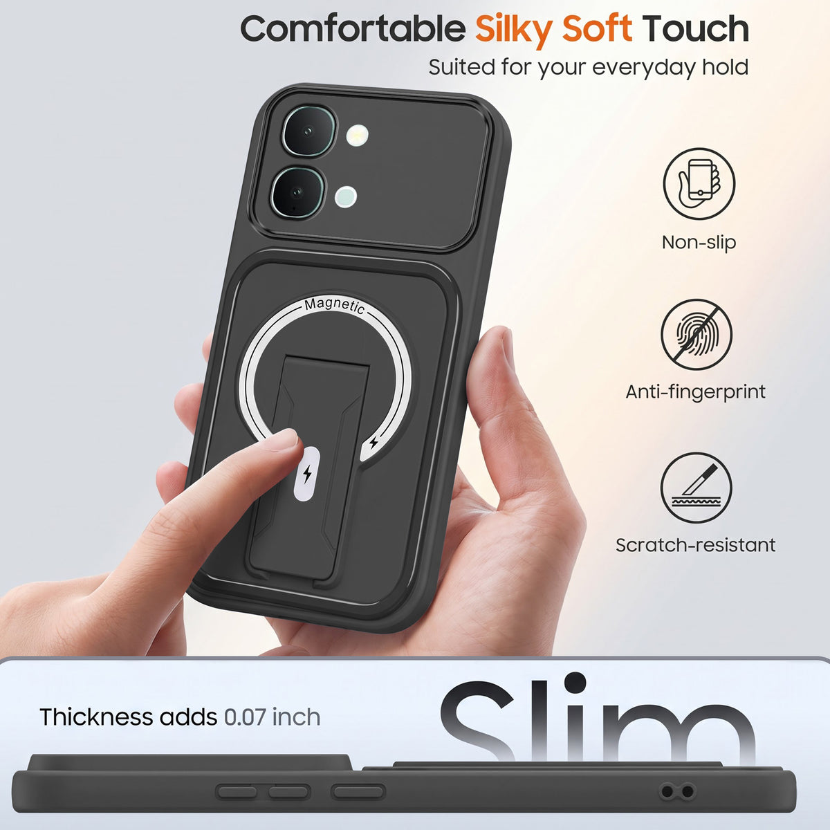 For Vivo iQOO Z11x 5G | Vivo iQOO Z11xa Back Case Cover Metallic (Hybrid Armor Kickstand | MagSafe Compatible | Camera Protection Shockproof)