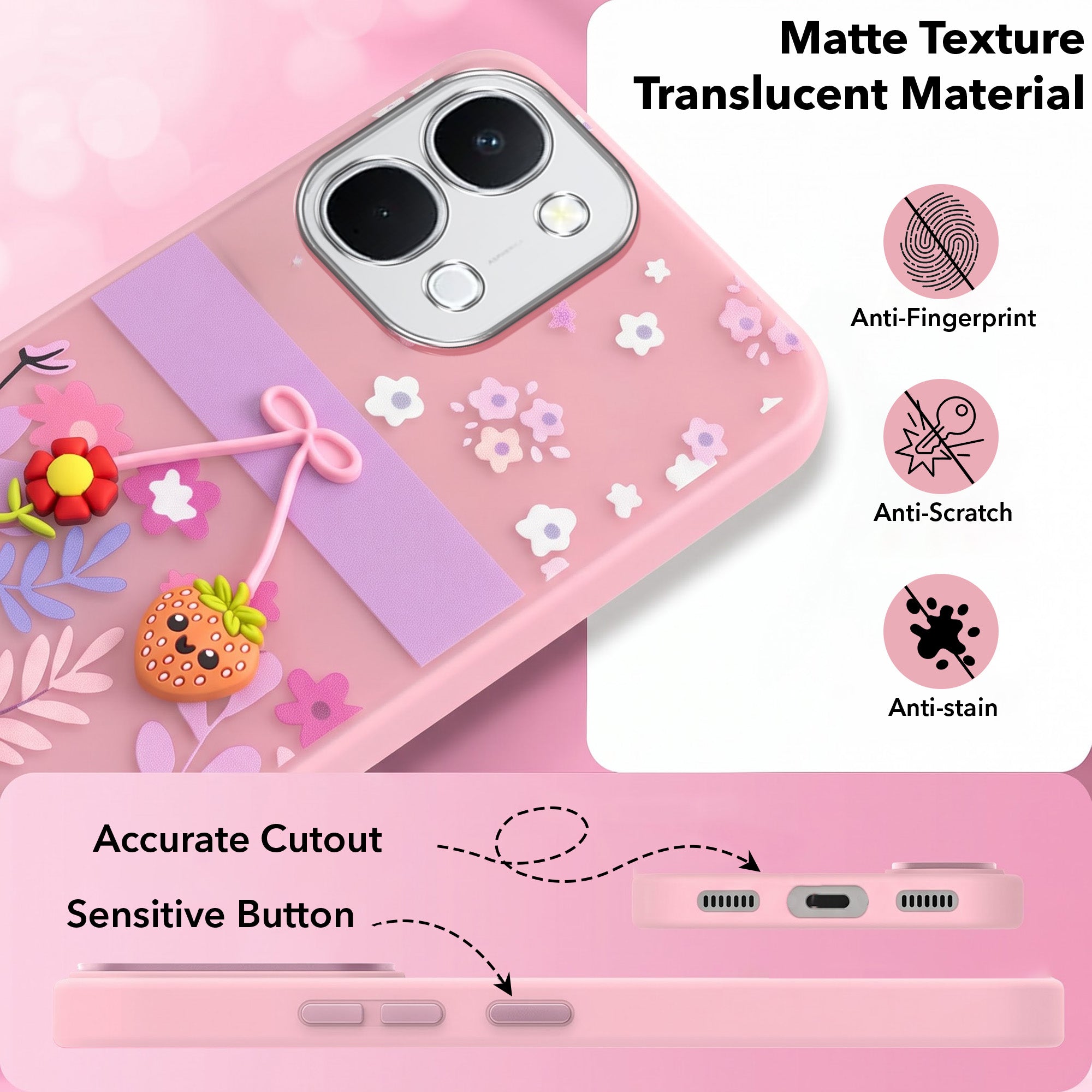 For Vivo Y51 Pro 5G | Vivo T5x Back Cover Case (3D Cute Cartoons | Hard Back Side Soft | Matte Premium Finish | HD Printing)