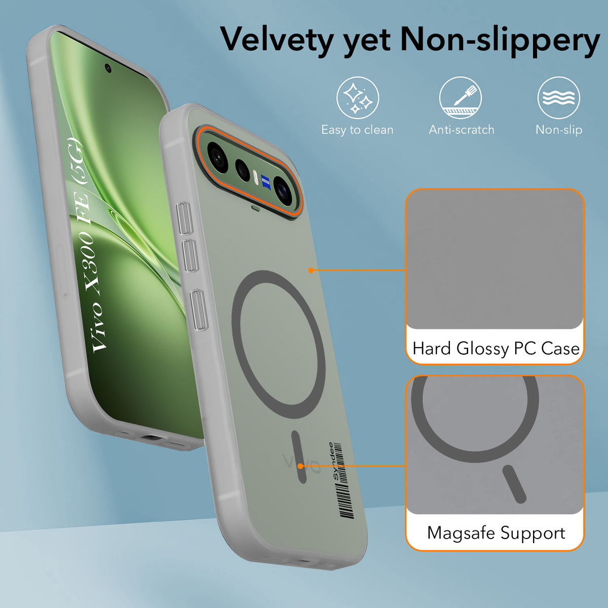 For Vivo X300 FE Back Cover Case (Soft Touch | Camera Bump Protection | MagSafe Compatible | Matte Finish)