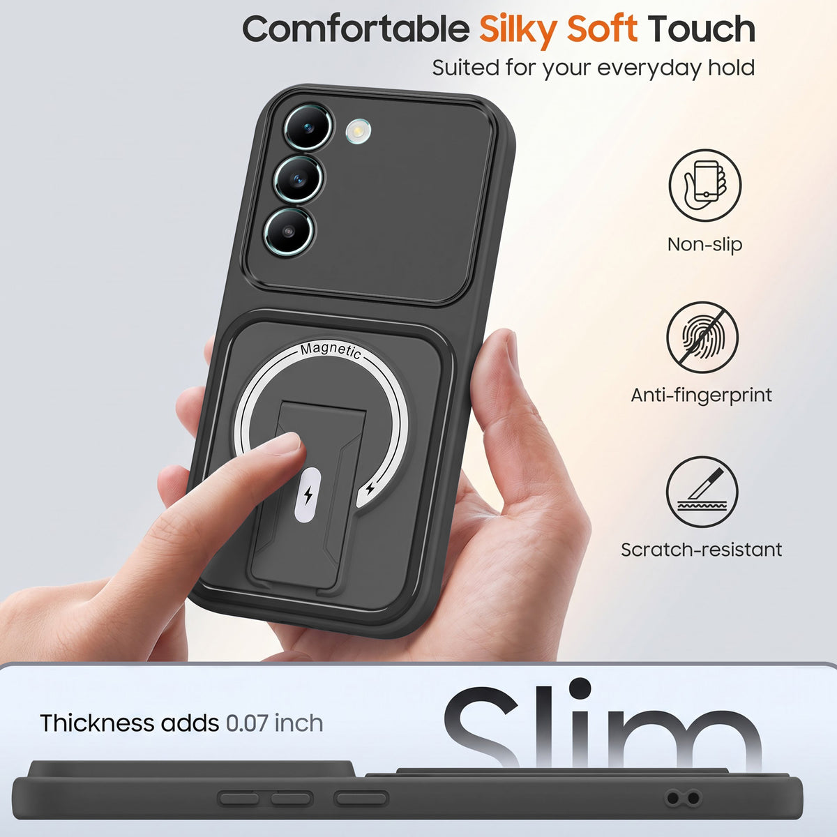 For Vivo T3 5G Back Case Cover Metallic (Hybrid Armor Kickstand | MagSafe Compatible | Camera Protection Shockproof)