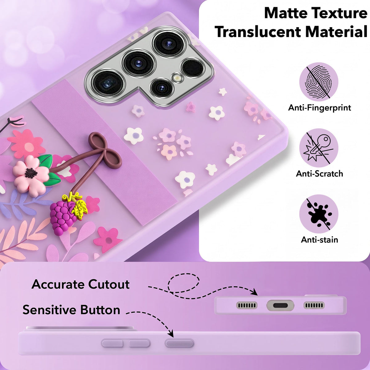 For Samsung Galaxy S23 Ultra Back Cover Case (3D Cute Cartoons | Hard Back Side Soft | Matte Premium Finish | HD Printing)