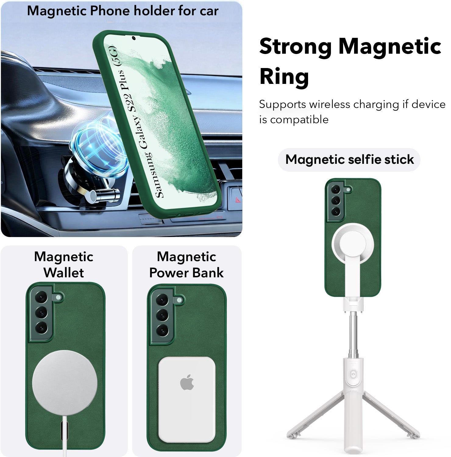 For Samsung Galaxy S22 Plus 5G Back Cover Case Leather Finish (MagSafe Compatible Wireless Charging | Soft Touch | Camera Bump Protection)