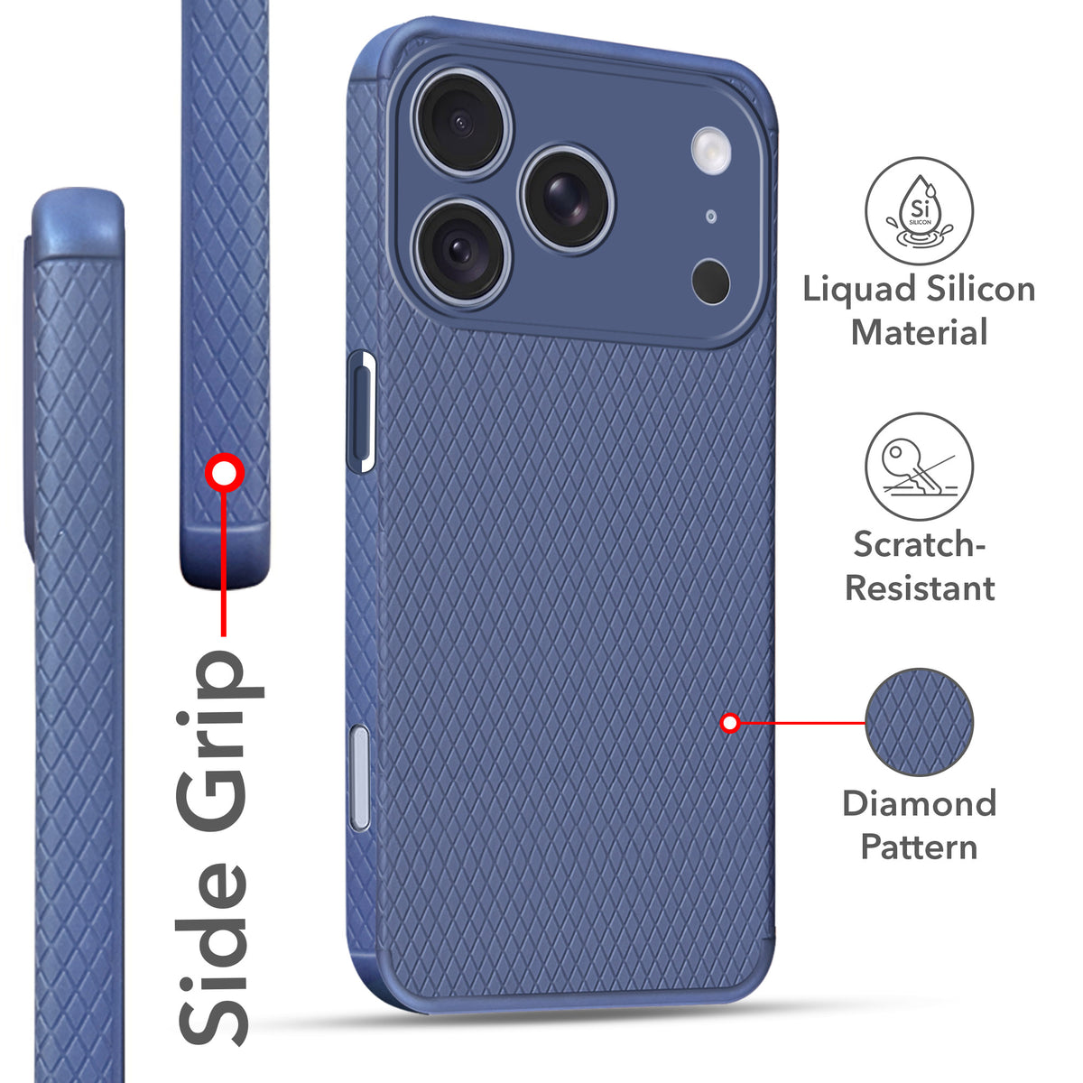 For Apple iPhone 18 Pro Back Cover Case (Liquid Silicone | Side Grip | Camera Protection)