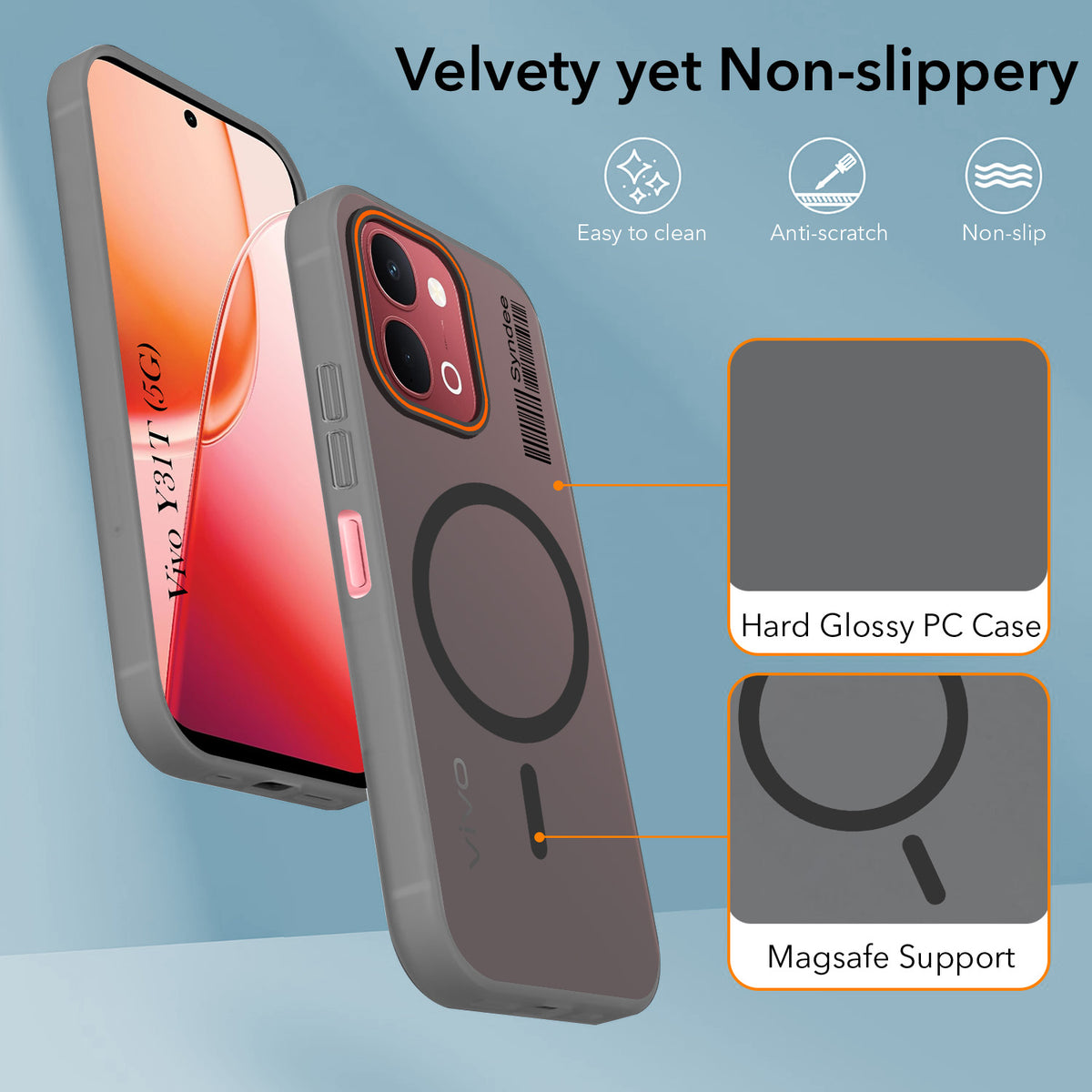 For Vivo Y31T 5G Back Cover Case (Soft Touch | Camera Bump Protection | MagSafe Compatible | Matte Finish)