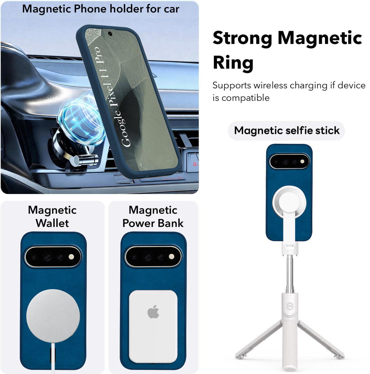 For Google Pixel 11 Pro Back Cover Case Leather Finish (MagSafe Compatible Wireless Charging | Soft Touch | Camera Bump Protection)