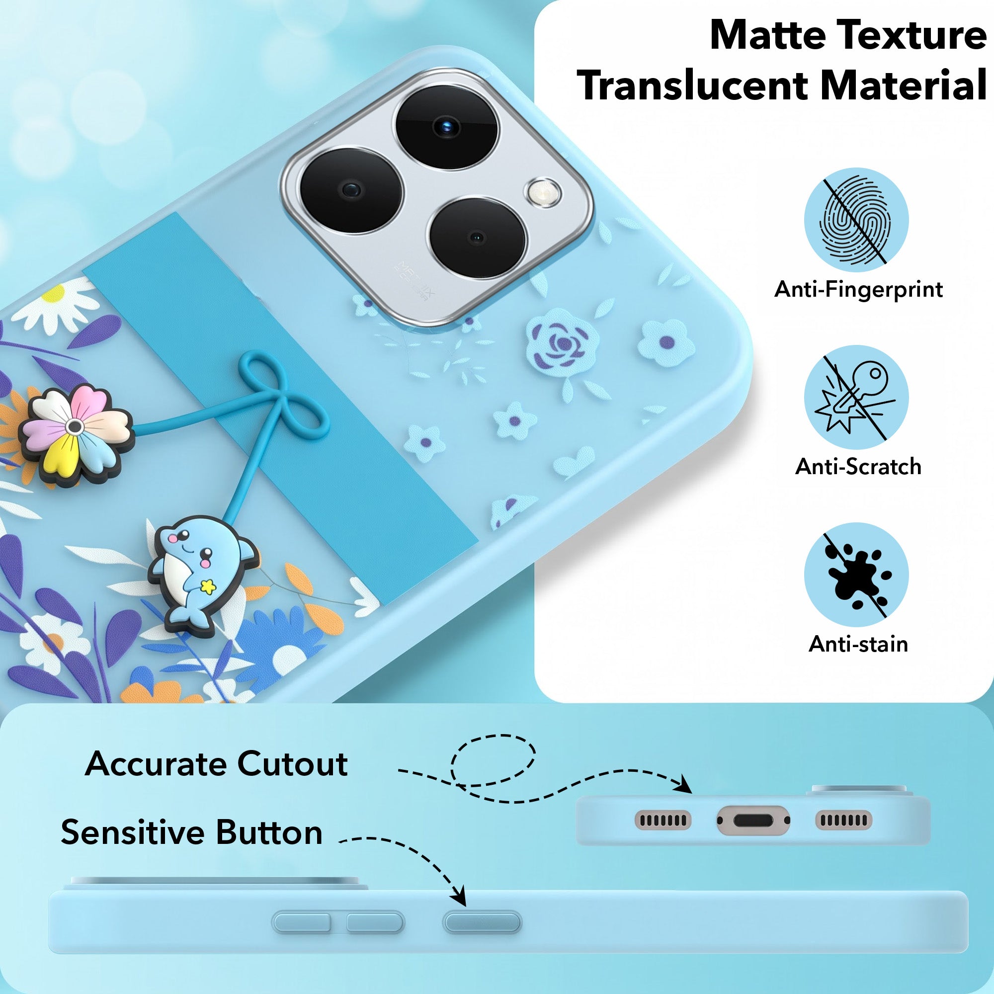 For Realme 15T | Realme Narzo 90 Back Cover Case (3D Cute Cartoons | Hard Back Side Soft | Matte Premium Finish | HD Printing)