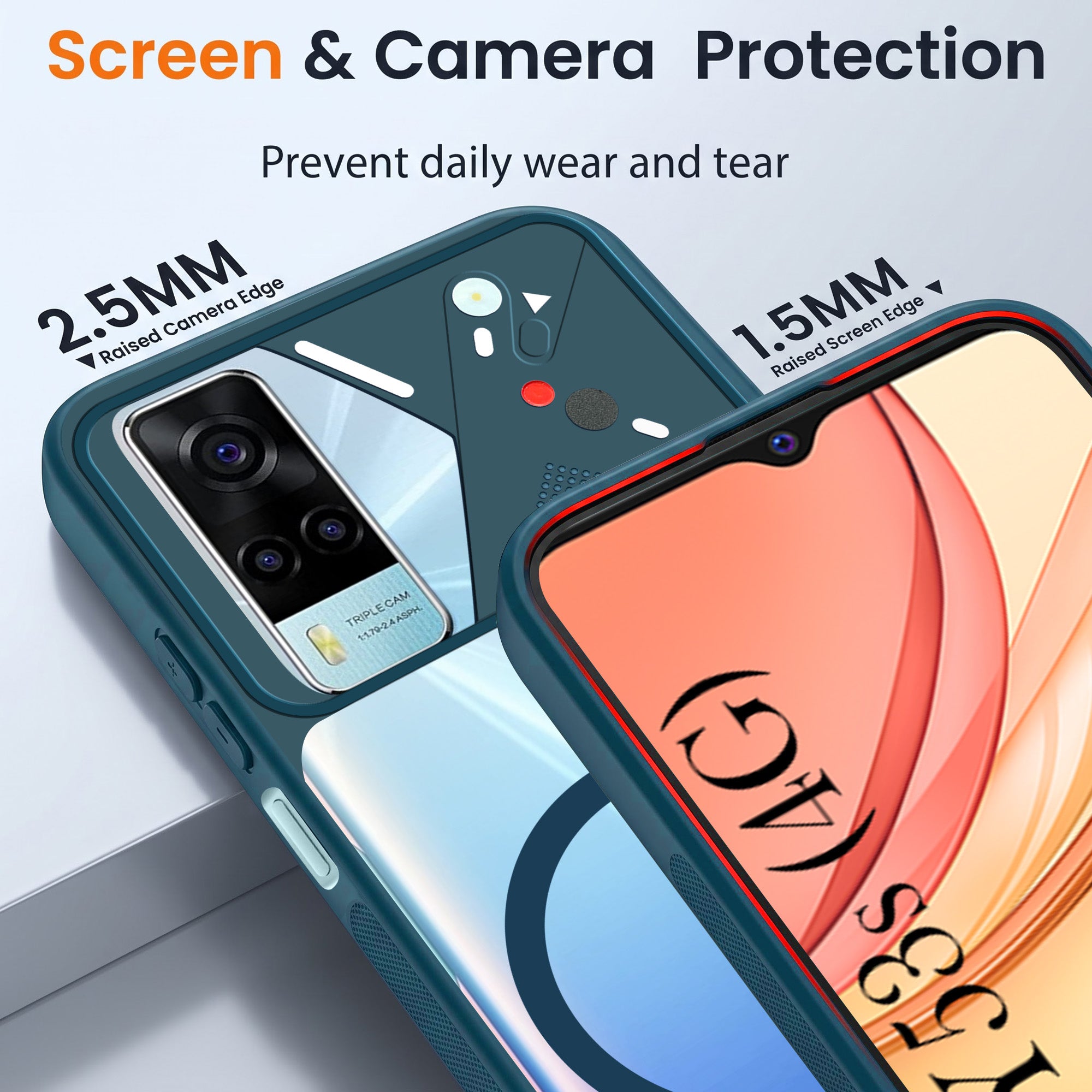 For Vivo Y53s 4G Back Cover Case Lifetime Anti-Yellow Clear (Camera Protection | Side Grip | Wireless MagSafe Compatible)