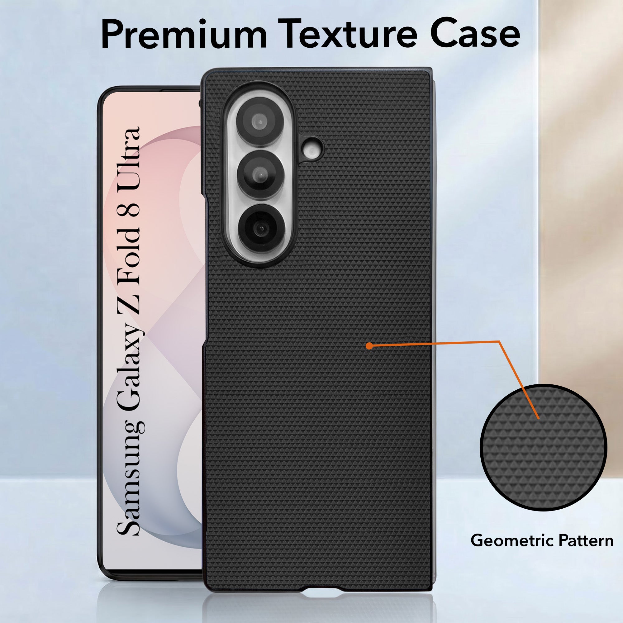 For Samsung Galaxy Z Fold 8 Ultra Premium Cover Case (Geometric Textured Hard PC | Soft Cloth Lining & Slim Shockproof Protection)
