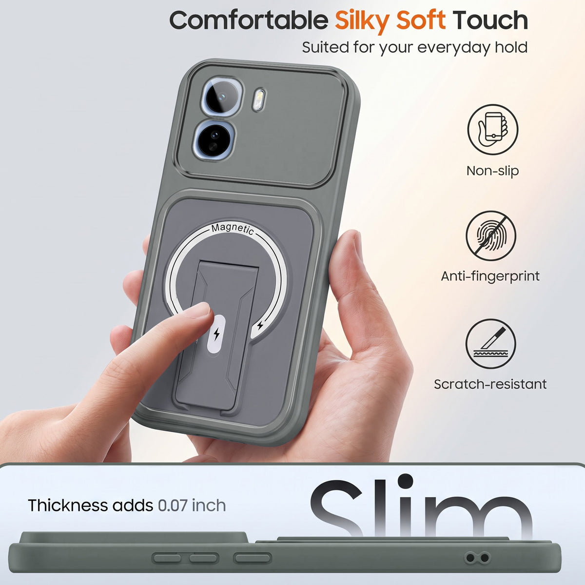 For Vivo T5 Pro 5G Back Case Cover Metallic (Hybrid Armor Kickstand | MagSafe Compatible | Camera Protection Shockproof)
