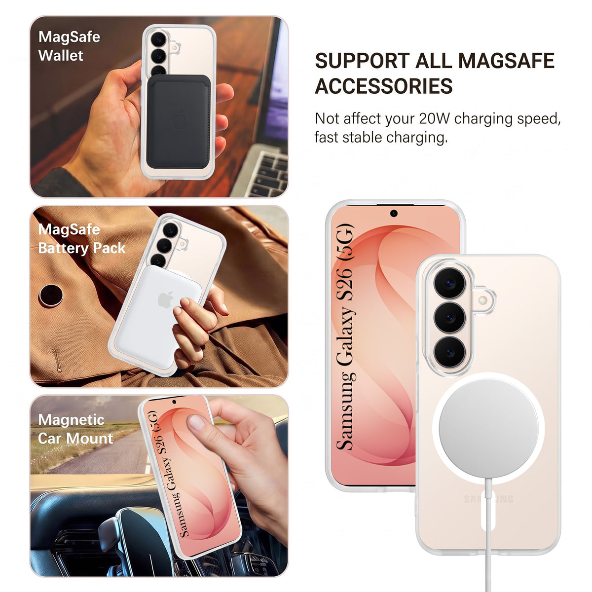 For Samsung Galaxy S26 5G Matte Finish Back Case Cover (MagSafe Compatible | Translucent Soft Touch | Slim and Unbreakable)