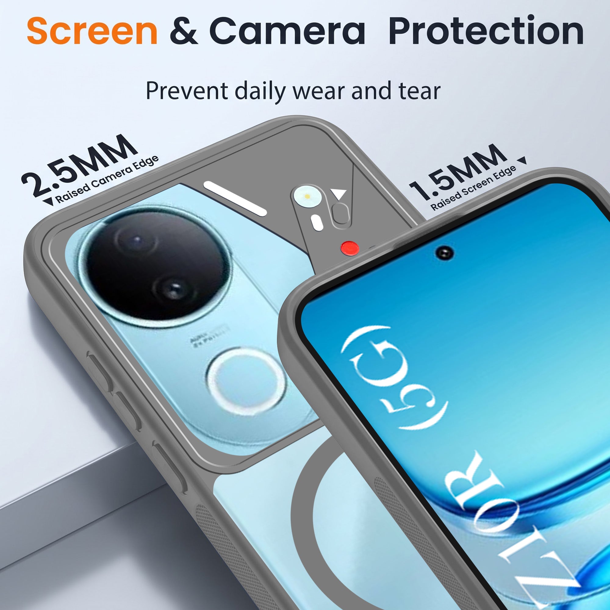 For Vivo iQOO Z10R Back Cover Case Lifetime Anti-Yellow Clear (Camera Protection | Side Grip | Wireless MagSafe Compatible)
