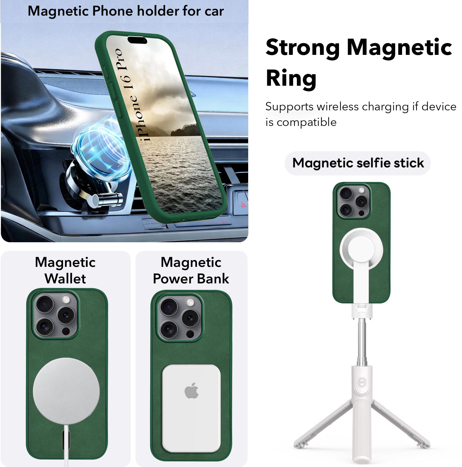 For Apple iPhone 16 Pro Back Cover Case (Sleek Leather Finish | MagSafe Compatible Wireless Charging | Camera Bump Protection)