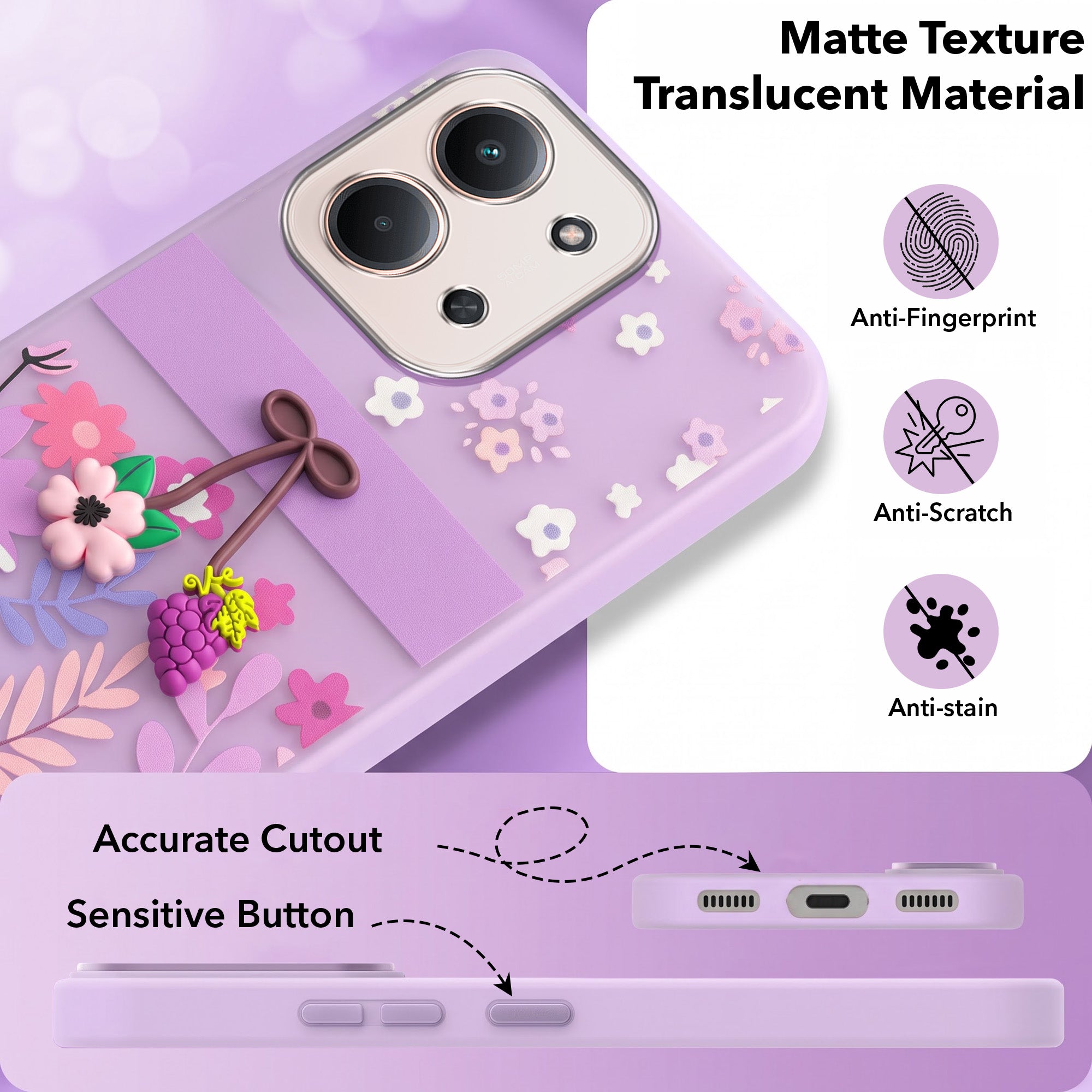 For Redmi 15C Back Cover Case (3D Cute Cartoons | Hard Back Side Soft | Matte Premium Finish | HD Printing)