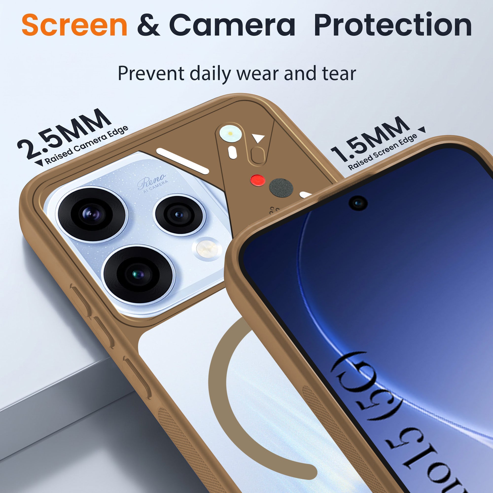 For Oppo Reno15 5G | Oppo Reno 15 5G Back Cover Case Lifetime Anti-Yellow Clear (Camera Protection | Side Grip | Wireless MagSafe Compatible)