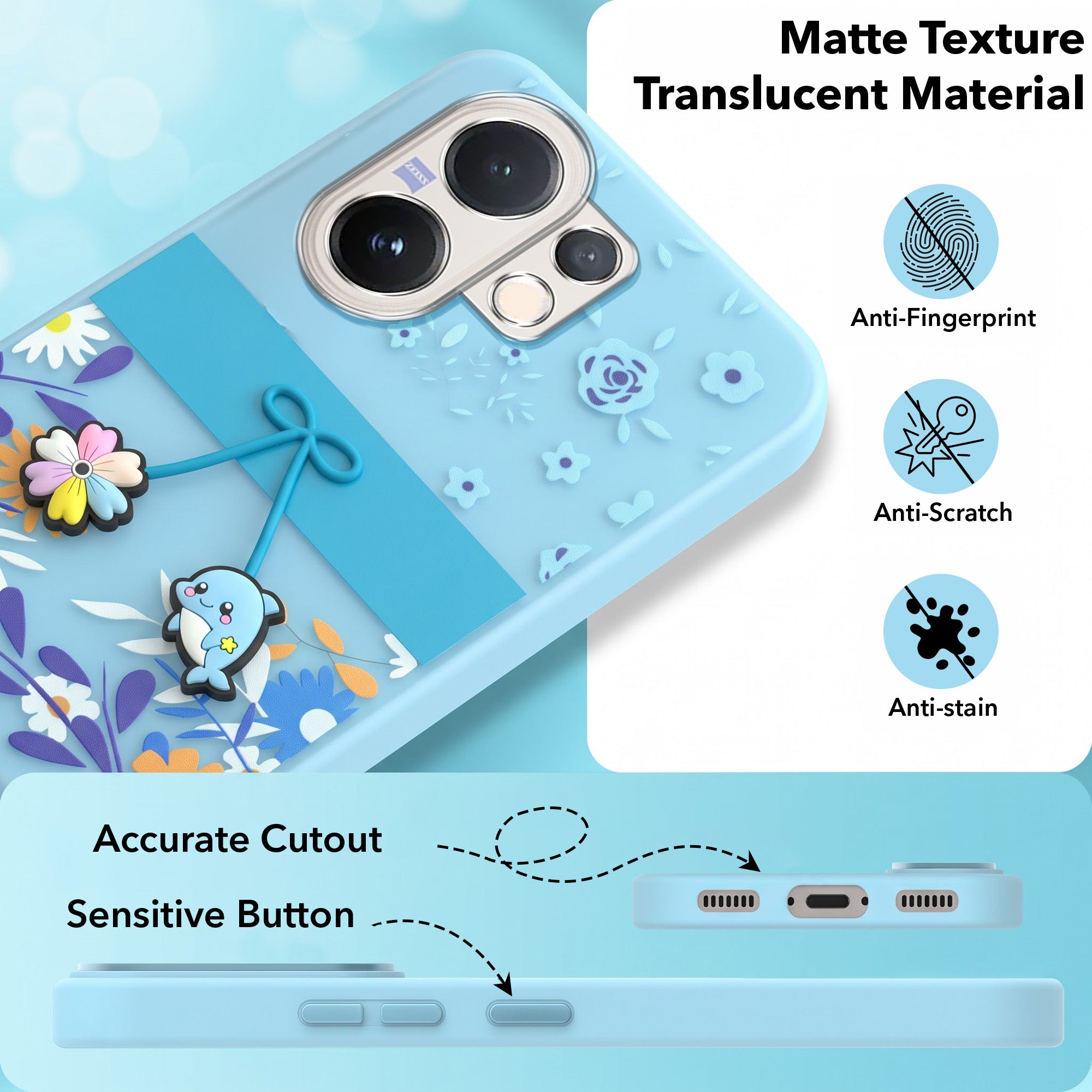 For Vivo V60 | Vivo T4 Pro Back Cover Case (3D Cute Cartoons | Hard Back Side Soft | Matte Premium Finish | HD Printing)