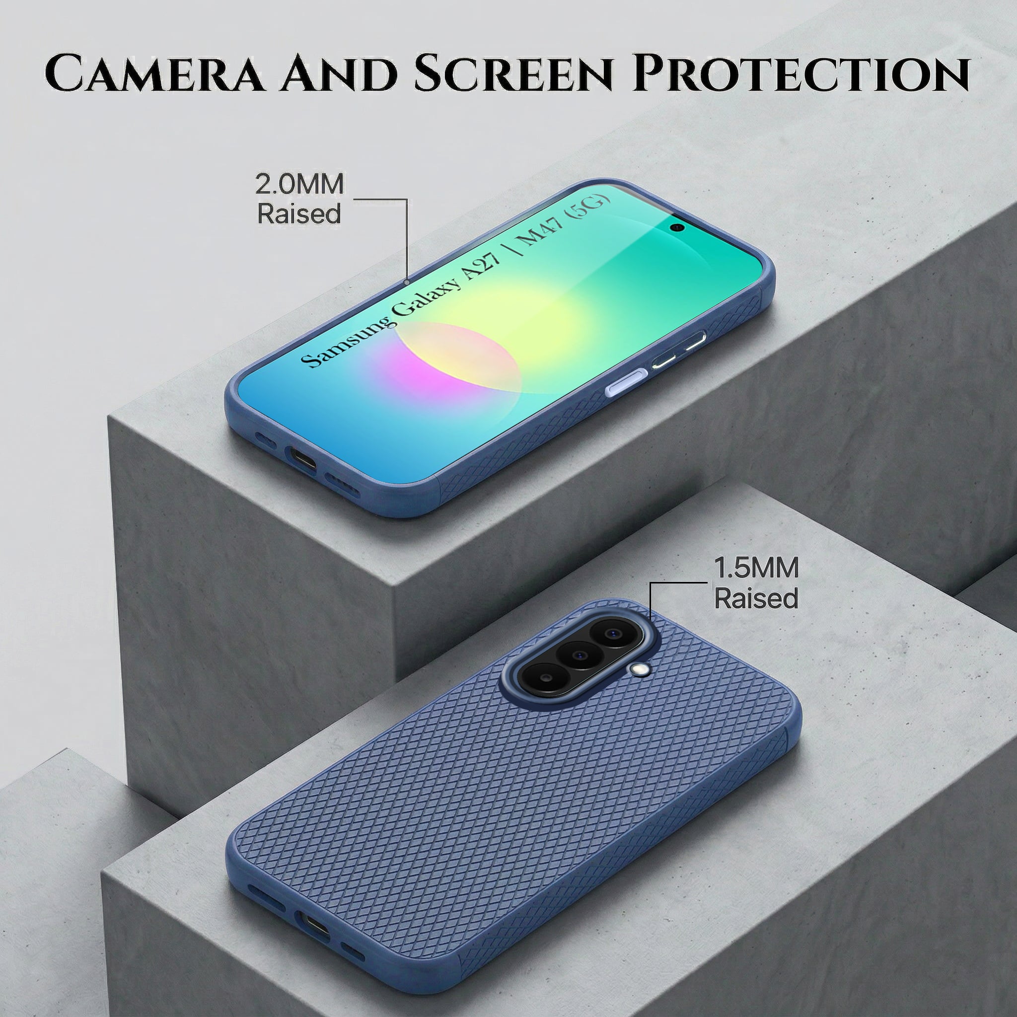 For Samsung A27 5G | Samsung M47 5G Combo with Back Cover and 9H Tempered Glass (Liquid Silicone | Camera Protection | Oleophobic Coating Screen Glass)