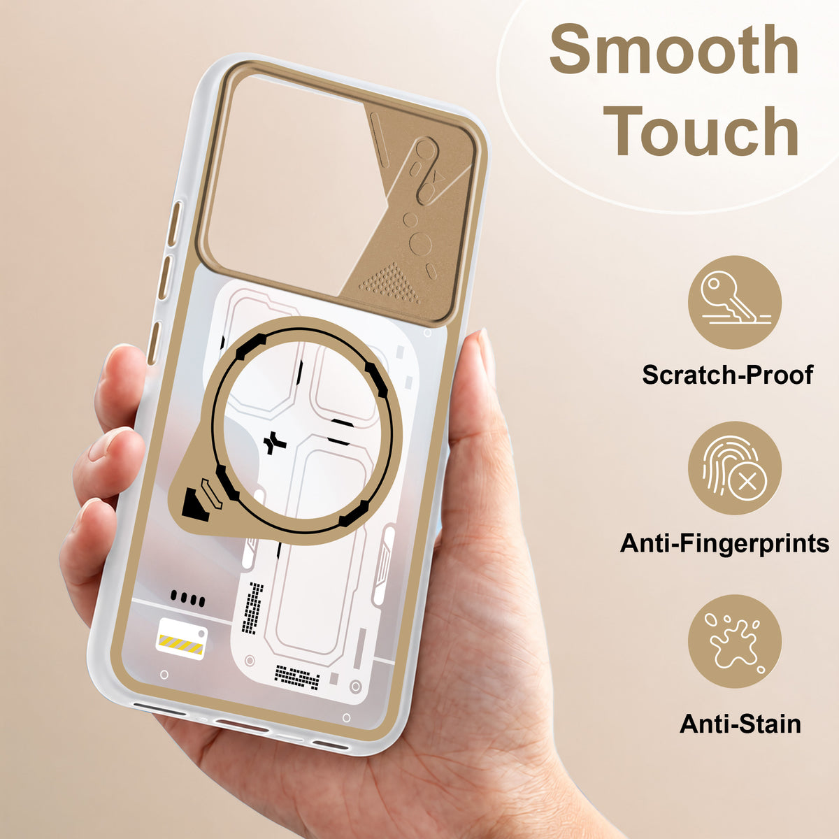 For Vivo T3 5G Metallic Back Cover Case (Metallic Camera Protection & Buttons | Translucent Milky Shade | Hard Polycarbonate)