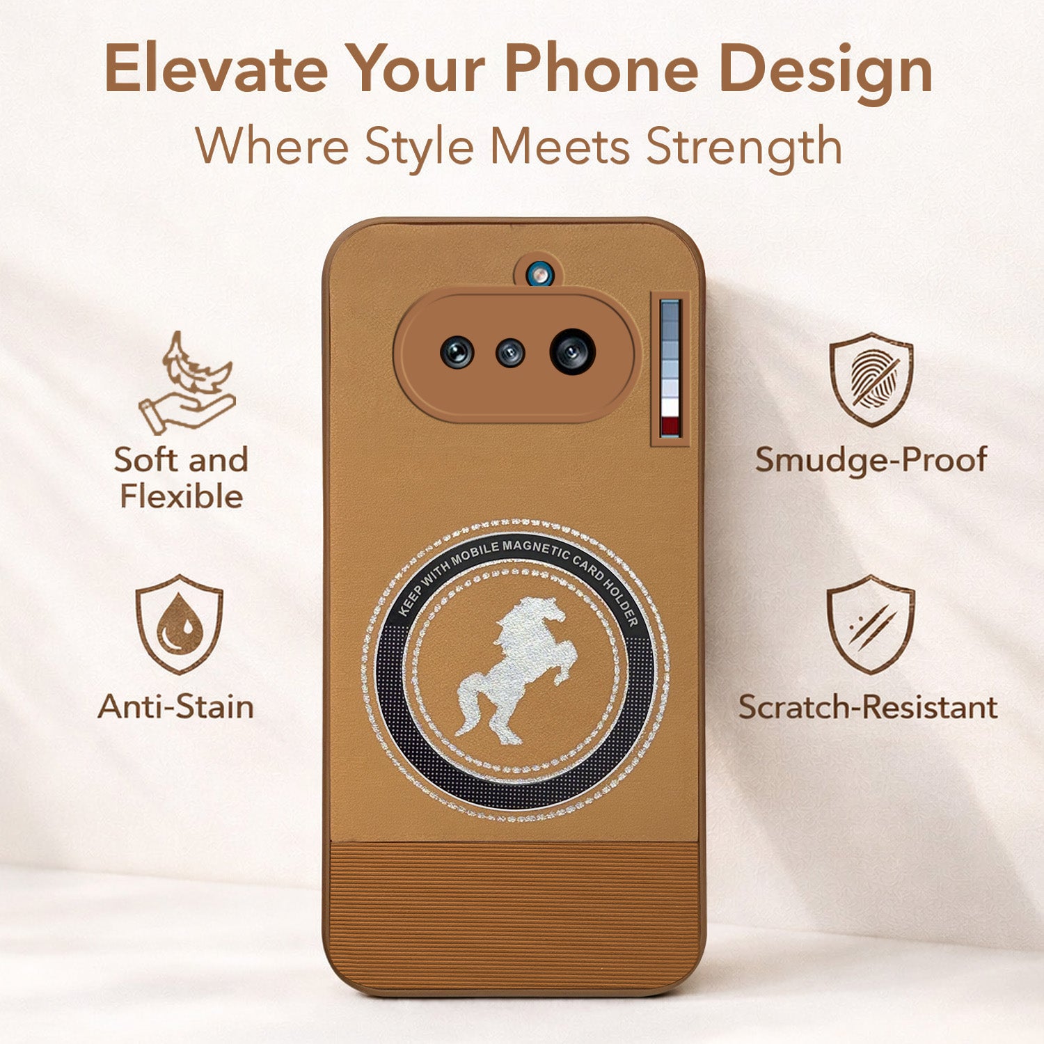 For Nothing Phone 4A 5G Back Cover Case PU Leather Finish (Professional Minimalist Texture | MagSafe Compatile | Camera Protection | Sleek Sober Formal)