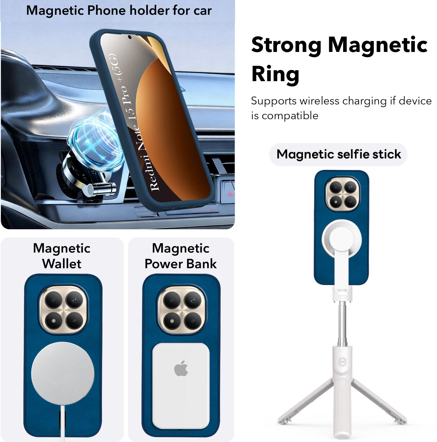 For Xiaomi Redmi Note 15 Pro Plus 5G Back Cover Case Leather Finish (MagSafe Compatible Wireless Charging | Soft Touch | Camera Bump Protection)