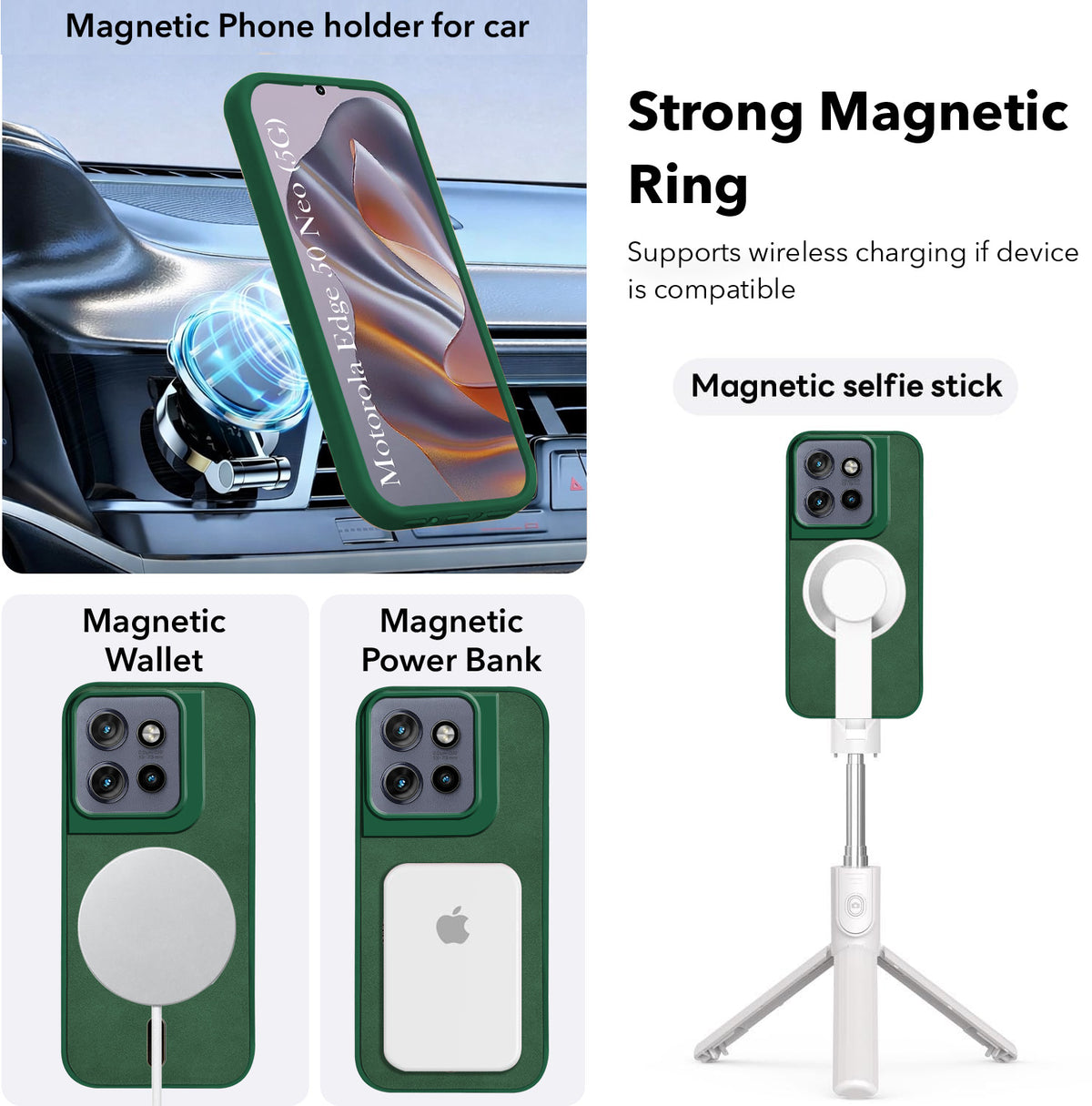 For Motorola Moto Edge 50 Neo Back Cover Case Leather Finish(MagSafe Compatible Wireless Charging | Soft Touch | Camera Bump Protection)