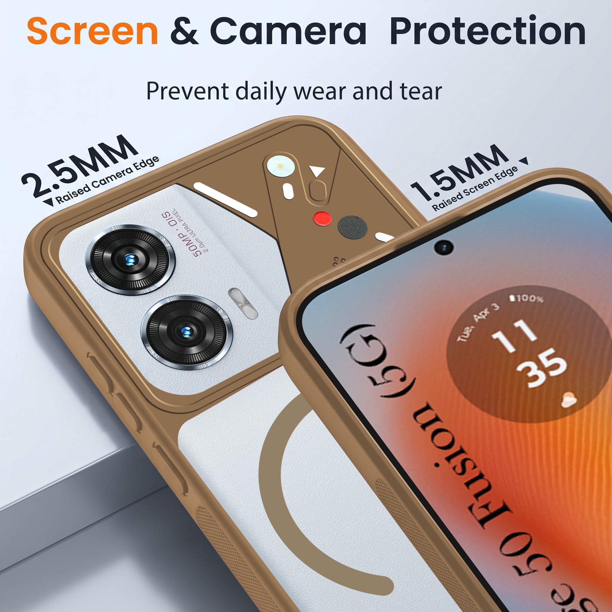 For Motorola Moto Edge 50 Fusion Back Cover Case Lifetime Anti-Yellow Clear (Camera Protection | Side Grip | Wireless MagSafe Compatible)