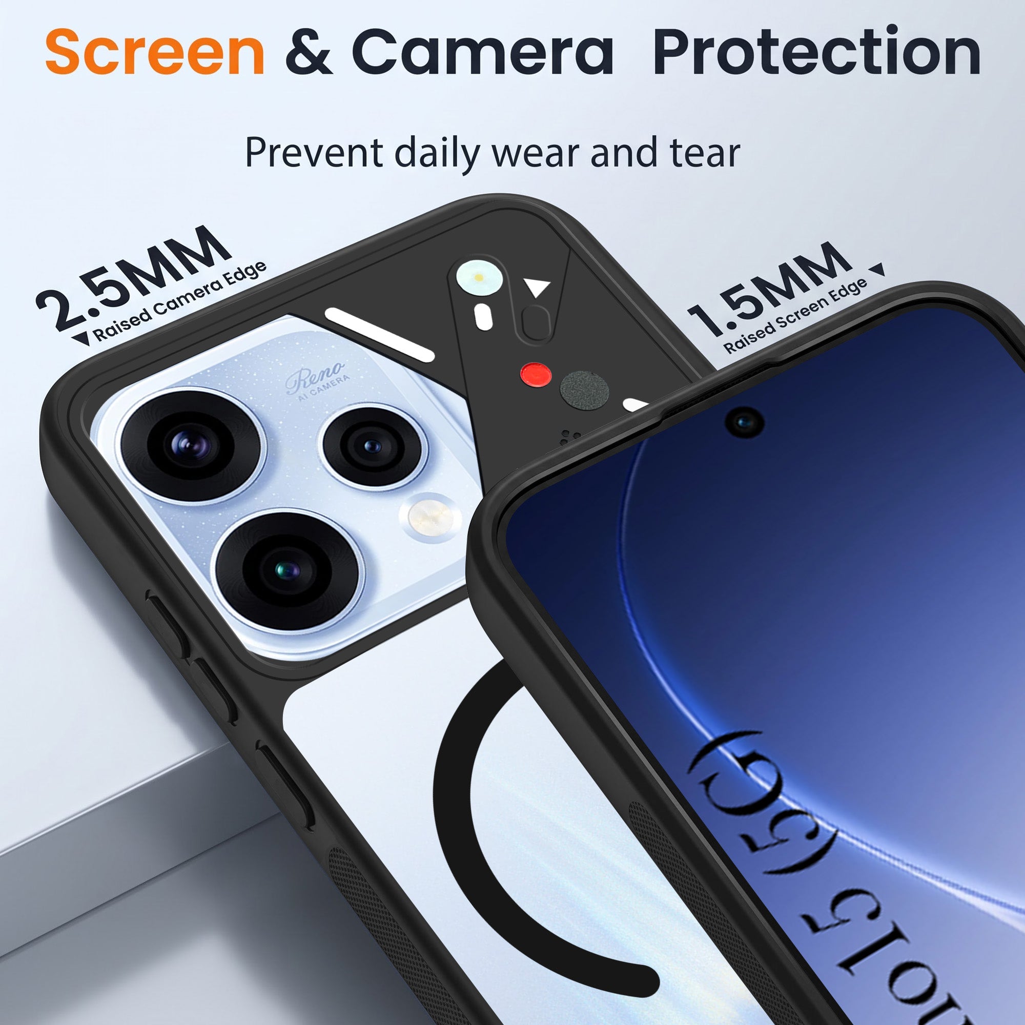 For Oppo Reno15 5G | Oppo Reno 15 5G Back Cover Case Lifetime Anti-Yellow Clear (Camera Protection | Side Grip | Wireless MagSafe Compatible)