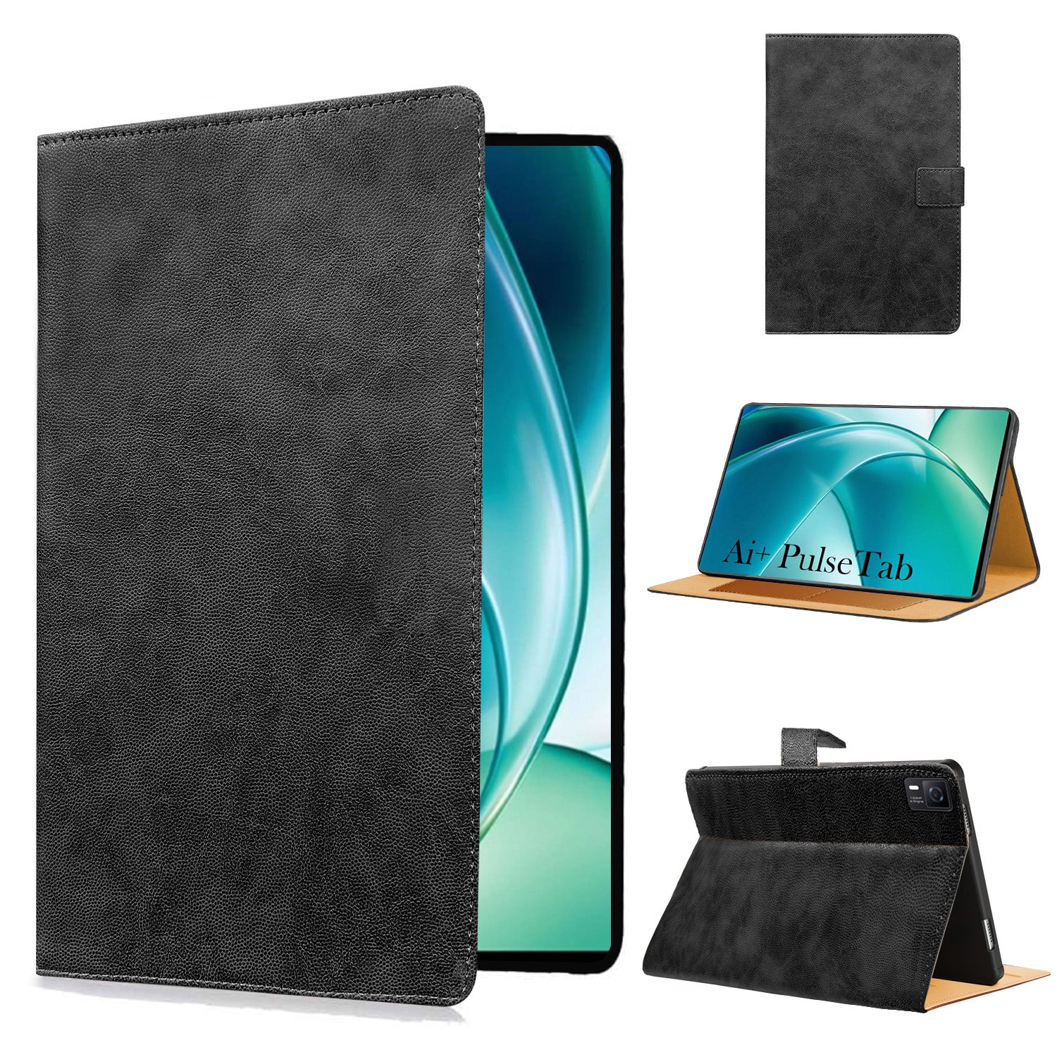 For Ai+ Pulse Tab 10.95 Inch Flip Cover Folio Cover (PU Leather | Multi-Angle Smart Stand | Card Storage Slots | Silicone Back Pouch)