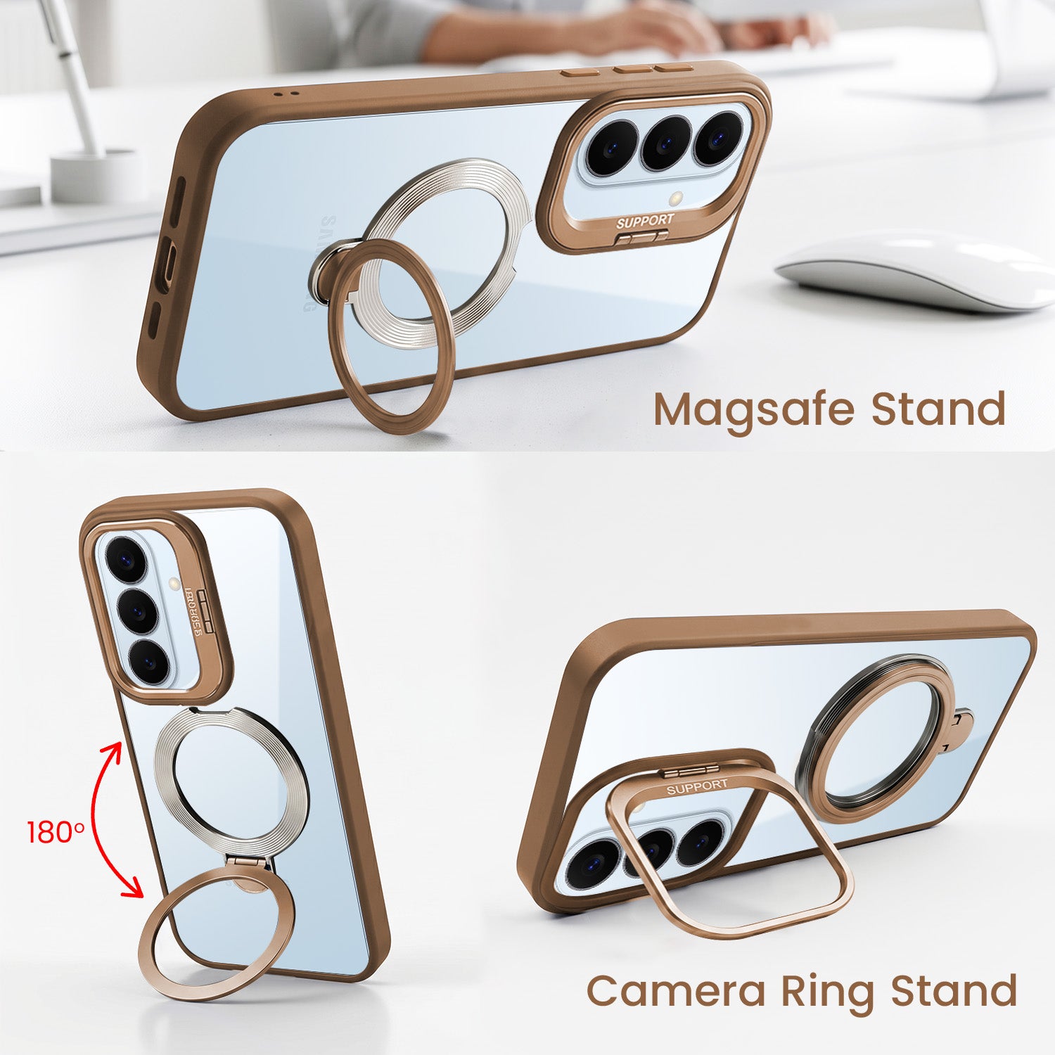 For Samsung Galaxy S26 5G Back Cover Case Crystal (Lifetime Anti Yellow | Magnetic Ring Stand | Camera Lens Protection | MagSafe Compatible)