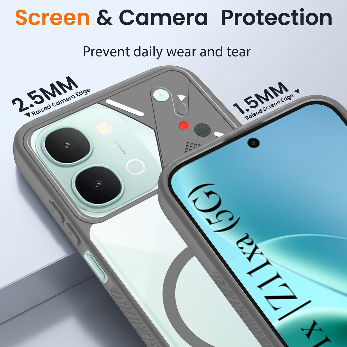 For iQOO Z11x | iQOO Z11xa Back Cover Case Lifetime Anti-Yellow Clear (Camera Protection | Side Grip | Wireless MagSafe Compatible)