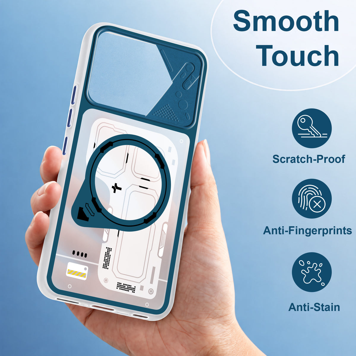 For Motorola Moto Edge 60 Metallic Back Cover Case (Metallic Camera Protection & Buttons | Translucent Milky Shade | Hard Polycarbonate)