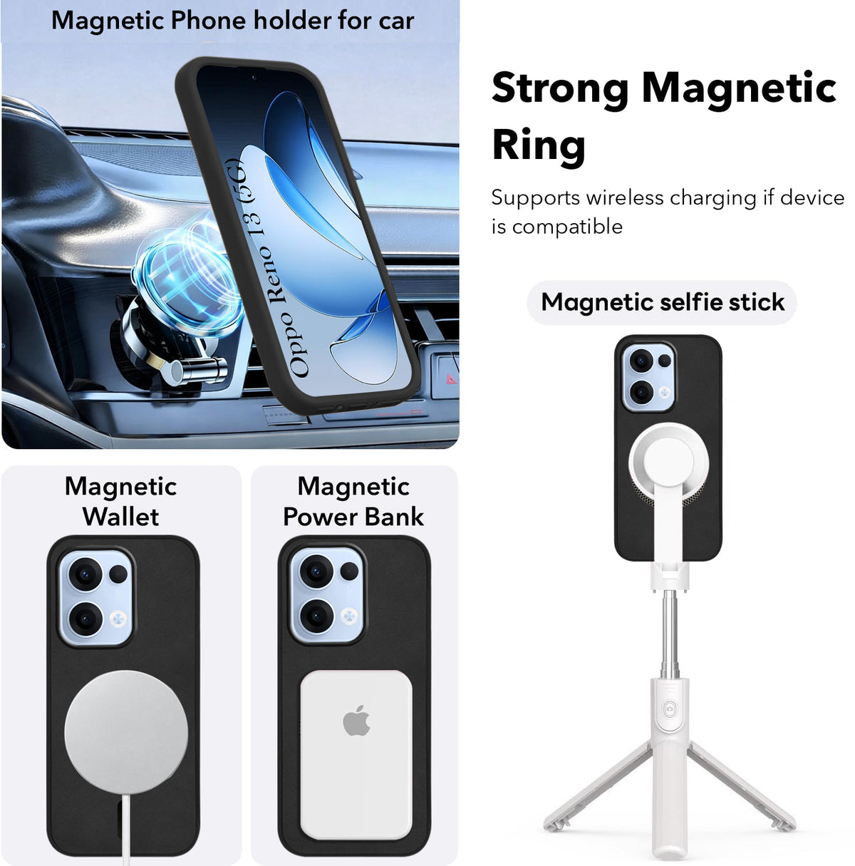 For Oppo Reno13 5G | Oppo Reno 13 5G Back Cover Case Leather Finish (MagSafe Compatible Wireless Charging | Soft Touch | Camera Bump Protection)