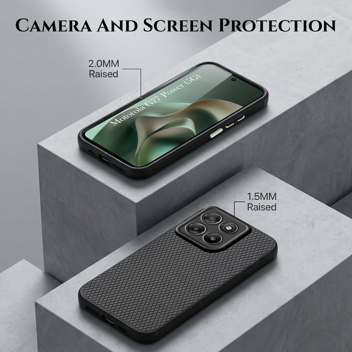 For Motorola Moto G77 Power Combo with Back Cover and 9H Tempered Glass (Liquid Silicone | Camera Protection | Oleophobic Coating Screen Glass)