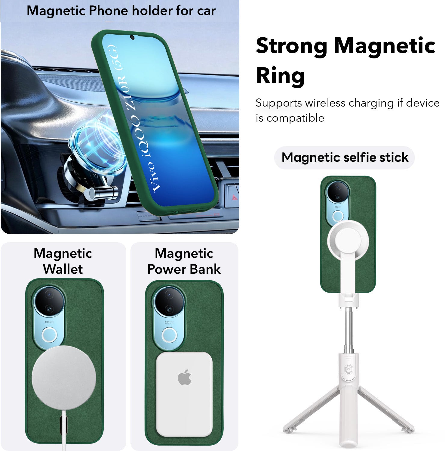 For Vivo iQOO Z10R Back Cover Case Leather Finish (MagSafe Compatible Wireless Charging | Soft Touch | Camera Bump Protection)