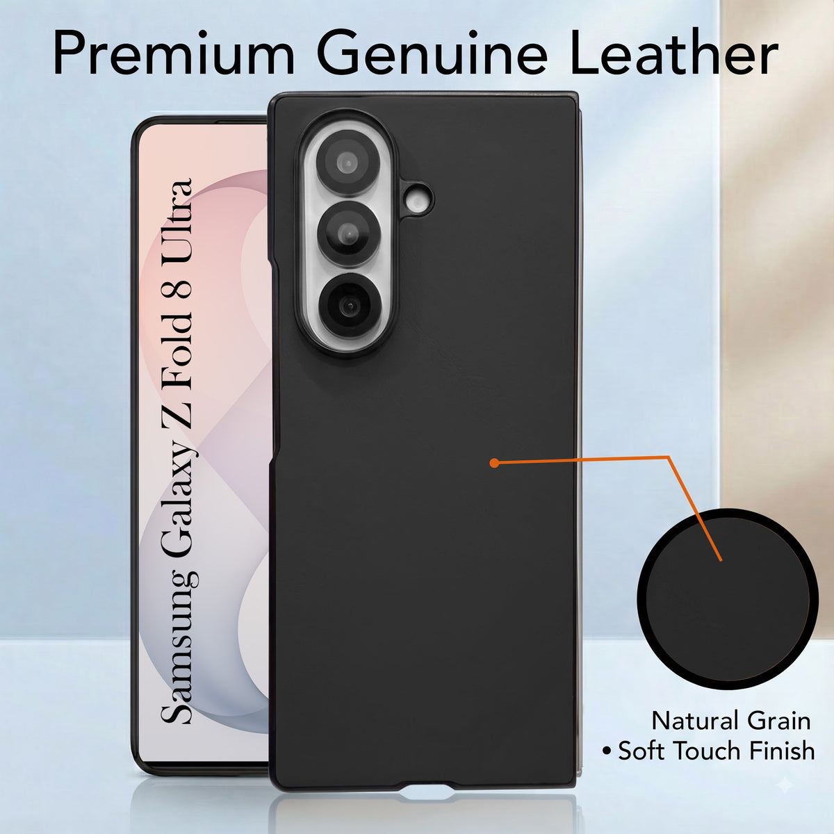 For Samsung Galaxy Z Fold 8 Ultra Premium Cover Case (Soft Leater Touch | Interior Protective Cloth | Slim 360* Protection)